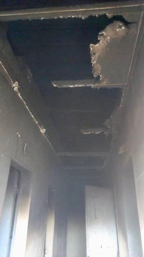 A burned ceiling