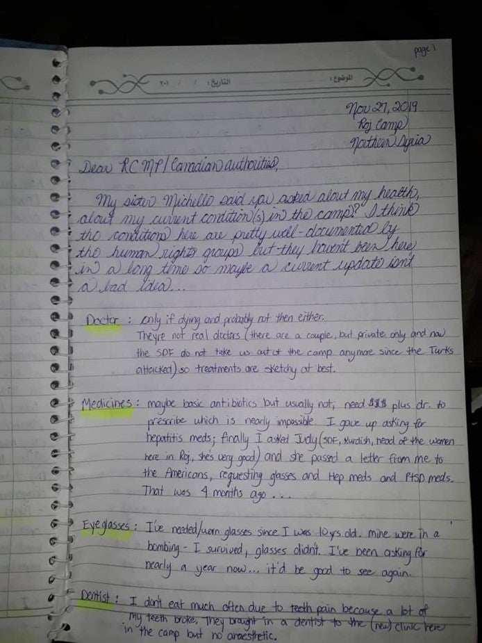A handwritten note