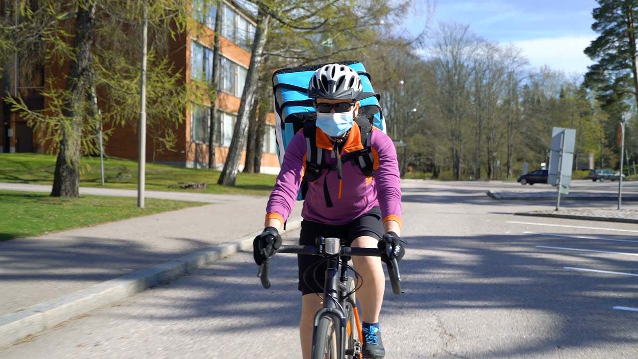 Courier on bike