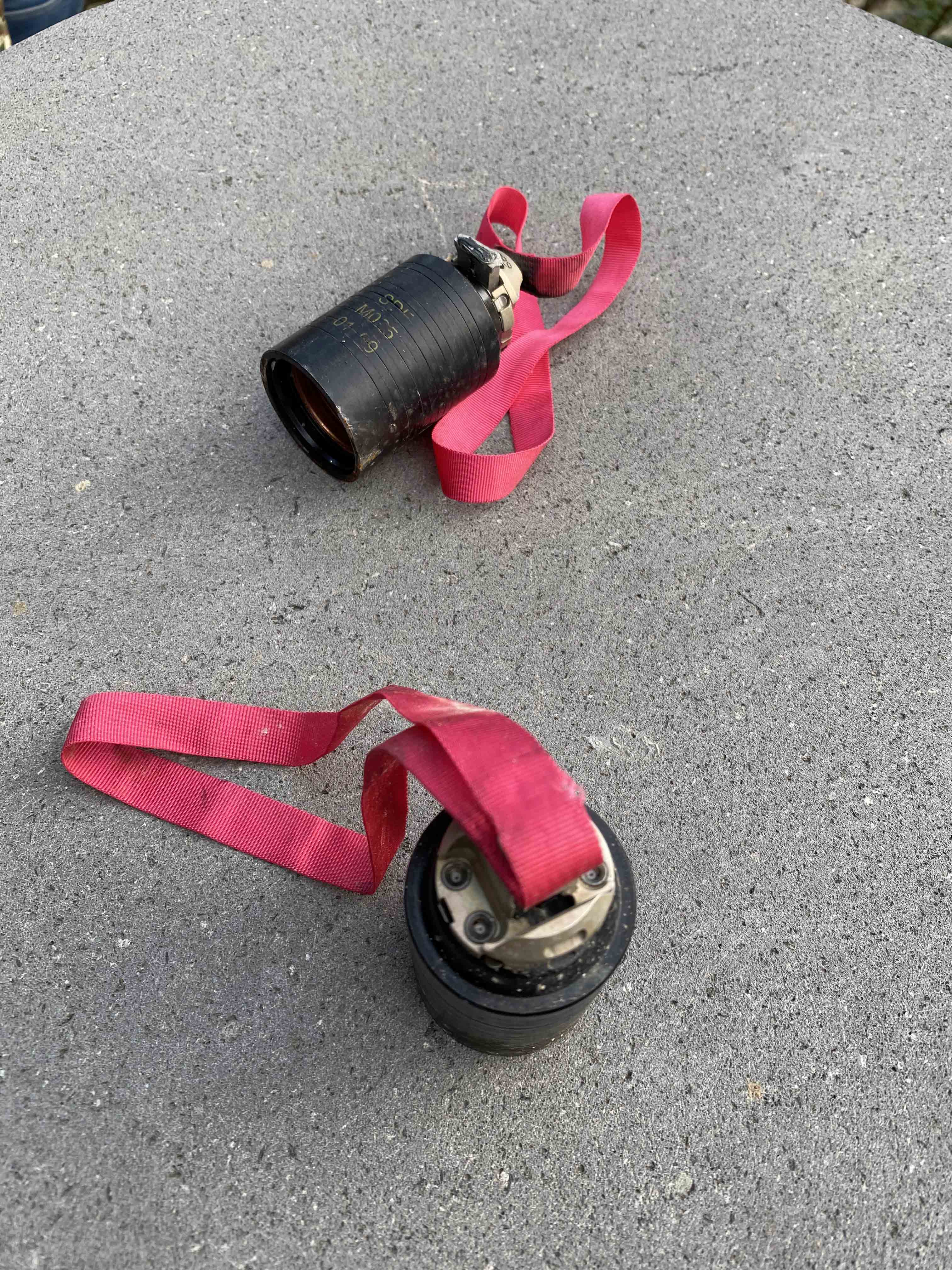 Two unexploded Israeli-made M095 submunitions