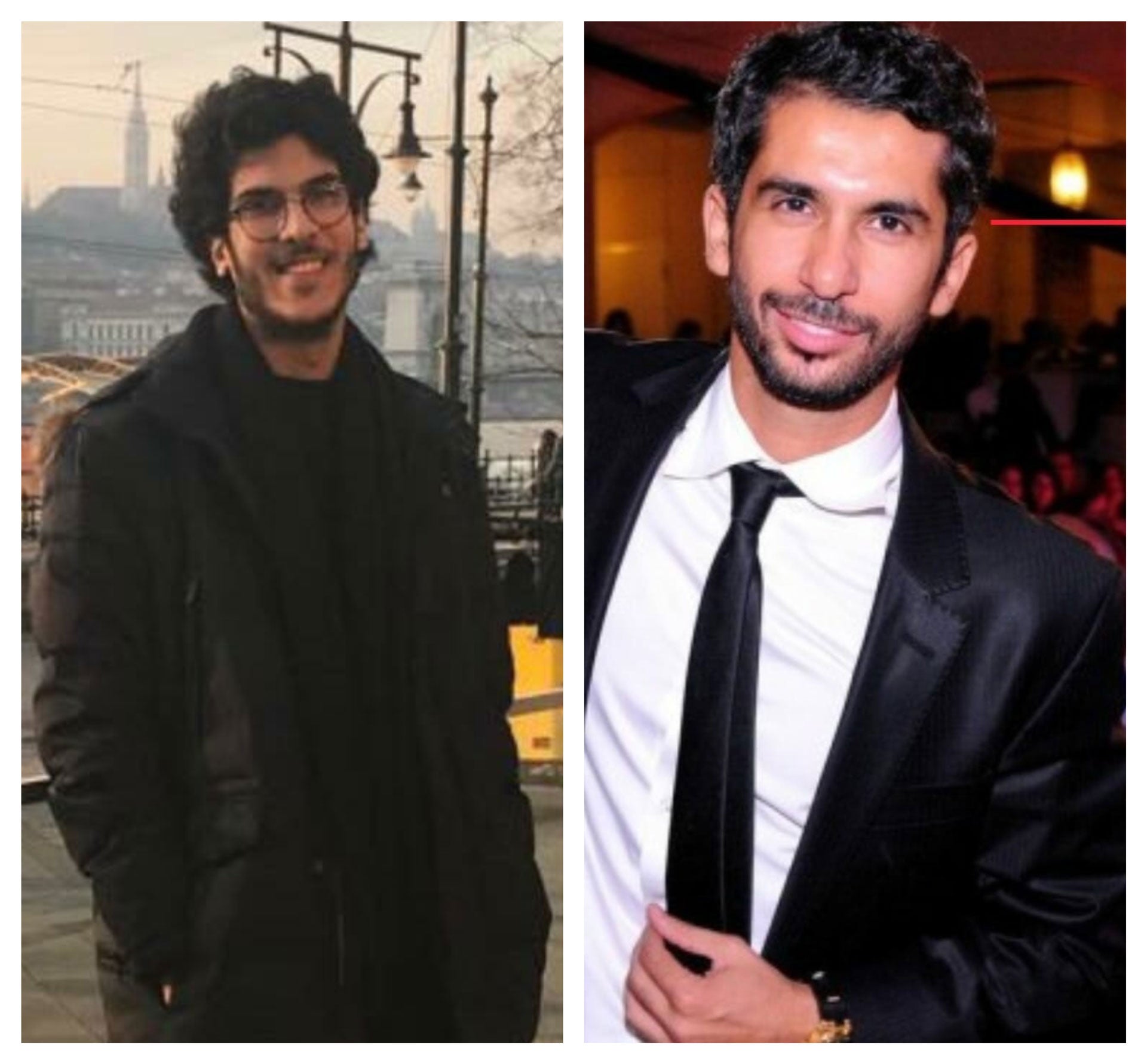 سيف بدور (21 سنة) إلى يسار الصورة وأحمد الجنزوري (40 سنة) إلى يمين الصورة. 
