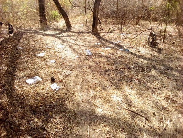 Le lieu, dans la brousse environnante Mozogo, dans région de l'extrême-nord du Cameroun, où une femme kamikaze membre de Boko Haram a détoné son gilet explosif tuant 11 civils, février 2021 