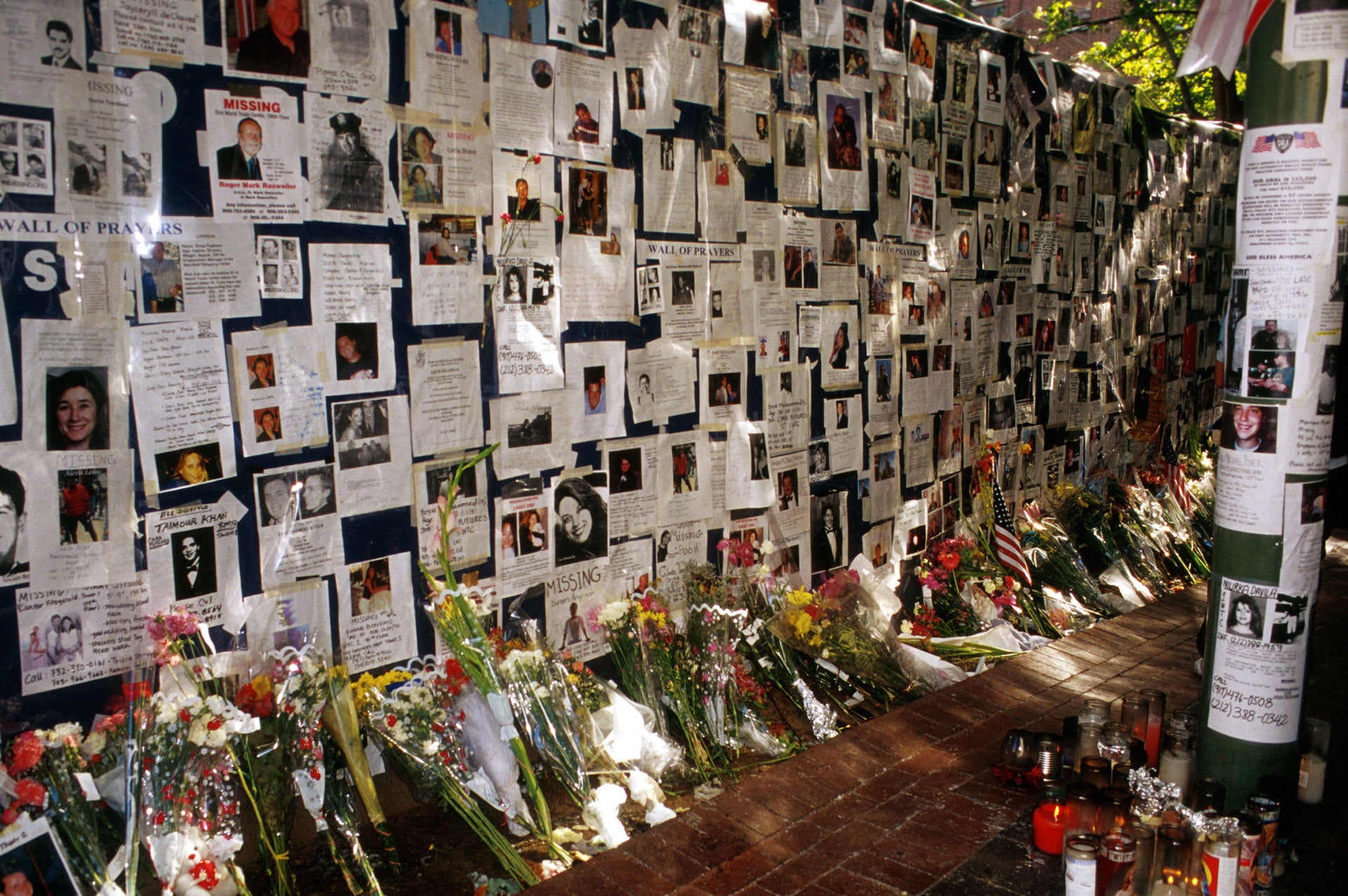 Bellevue Hospital memorial to victims of the World Trade Center attacks in New York, September 19, 2001. 