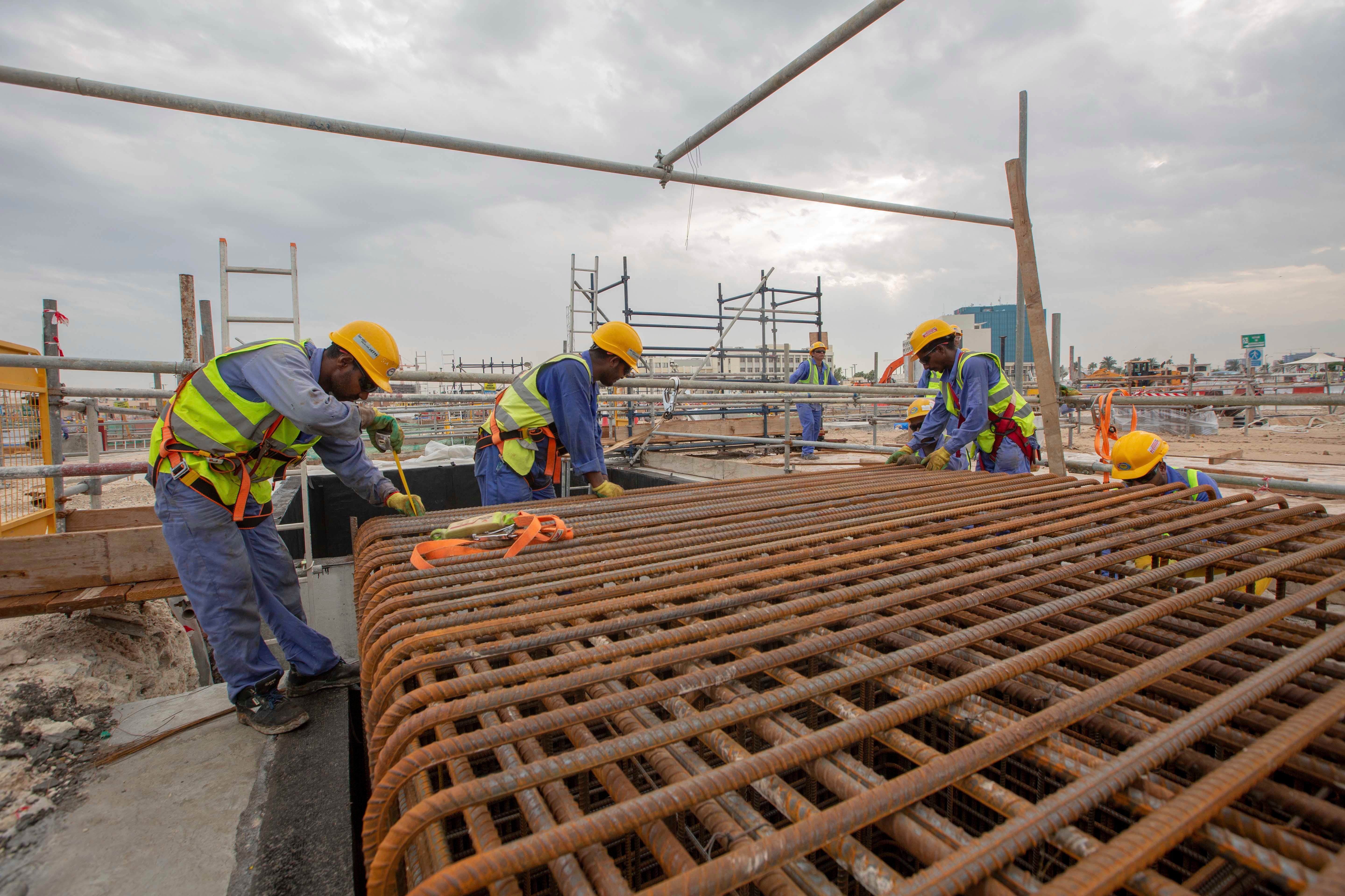 Construction workers on a job site