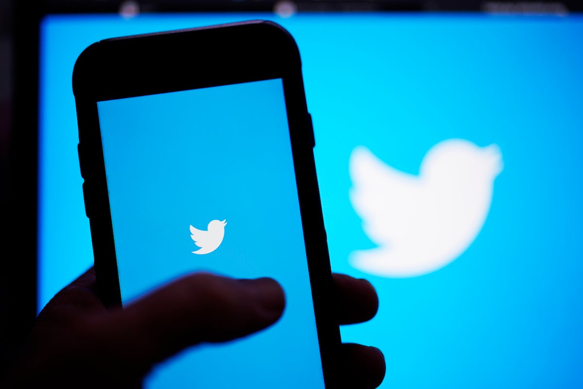 Twitter application on a mobile phone.