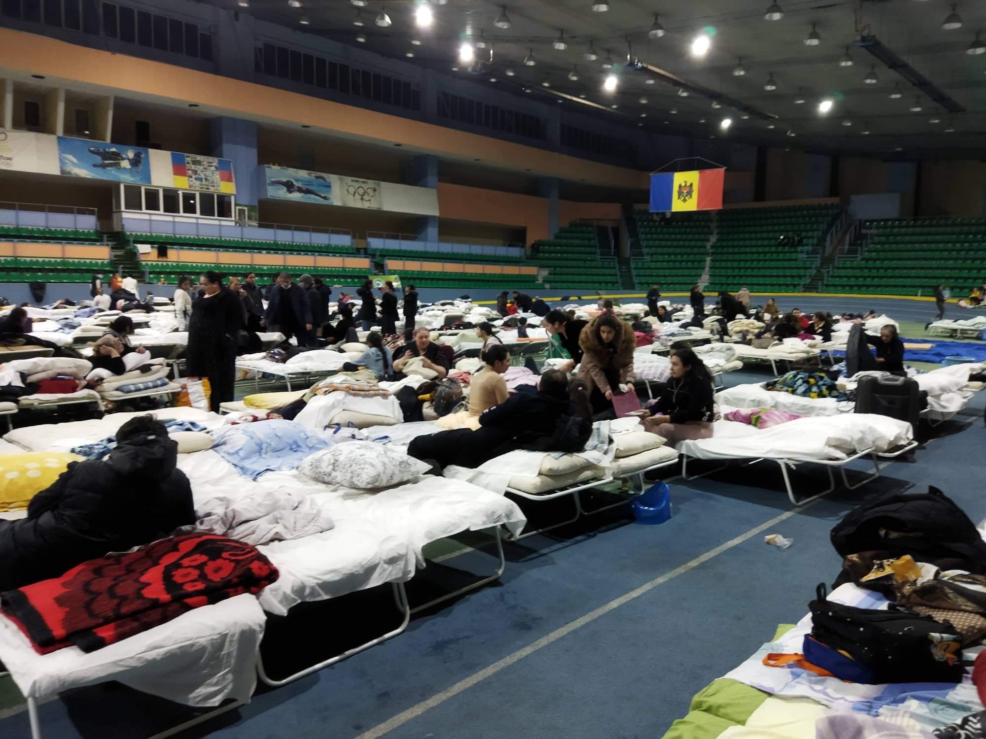 Manej Sports Arena reception center where authorities accommodated almost exclusively Romani refugees from Ukraine in early March. 