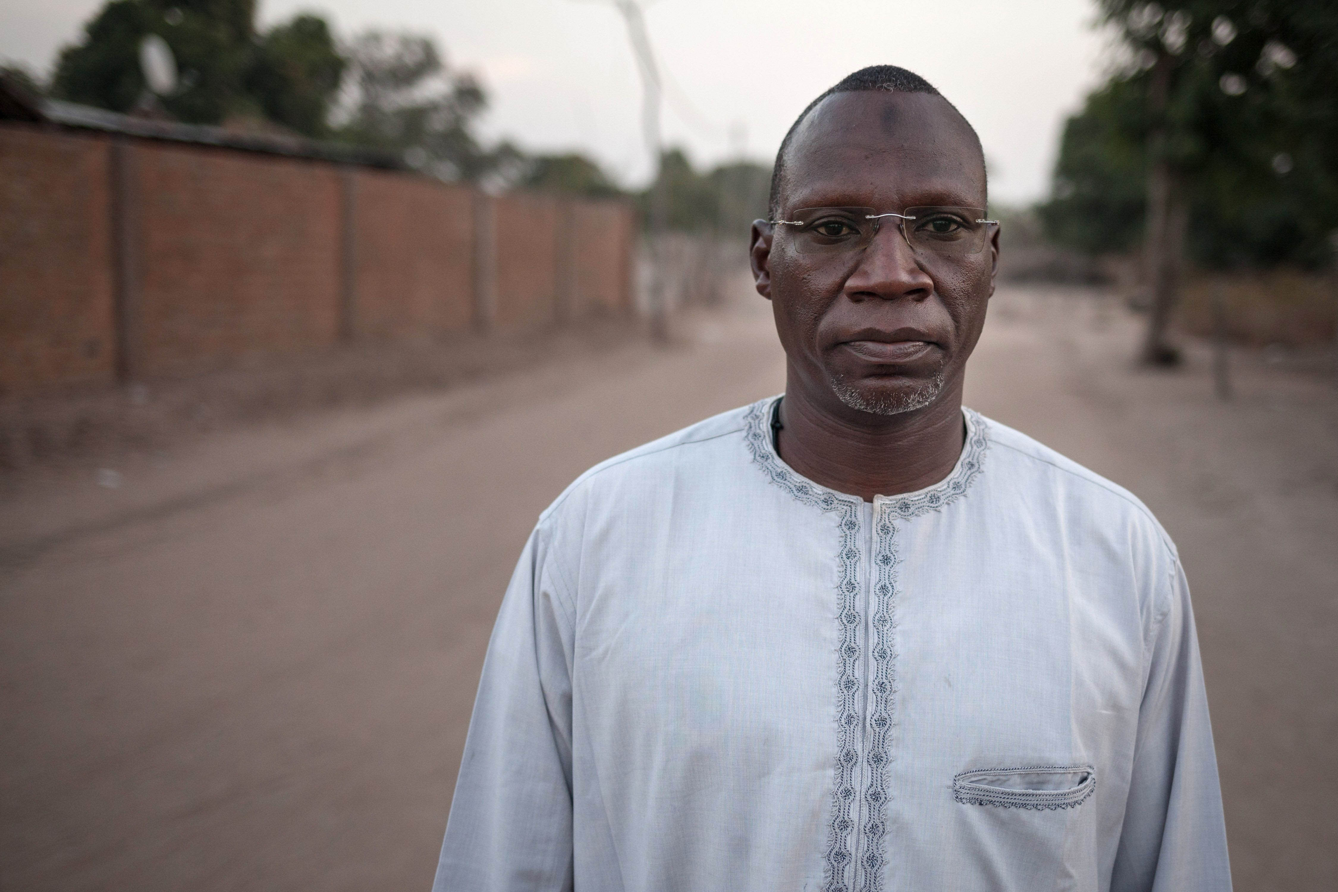 Noureddine Adam, the chief of the FPRC, the main Central African armed group, poses in Birao, northern Central African Republic, on December 20, 2017.