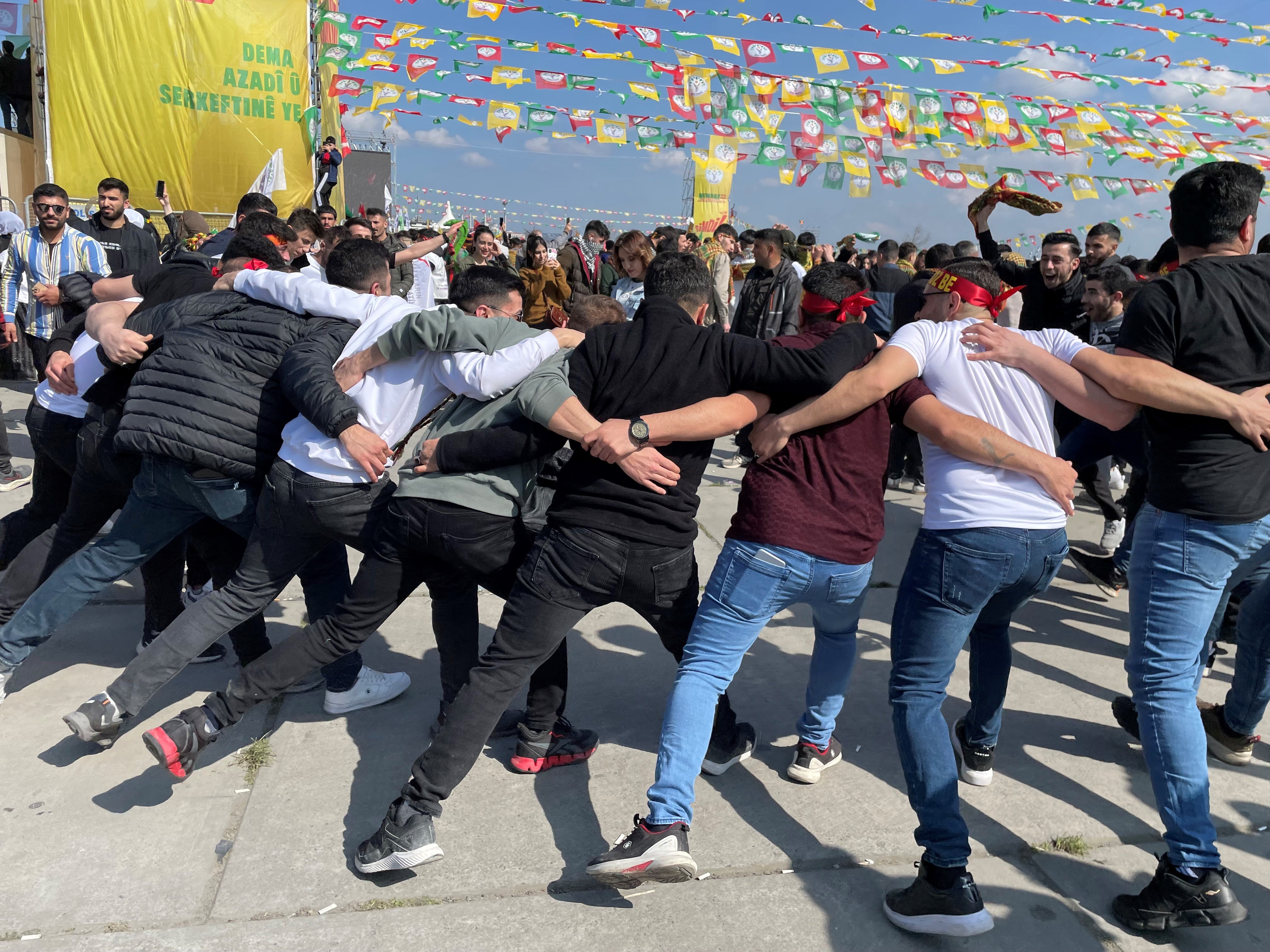 A group in a dance formation