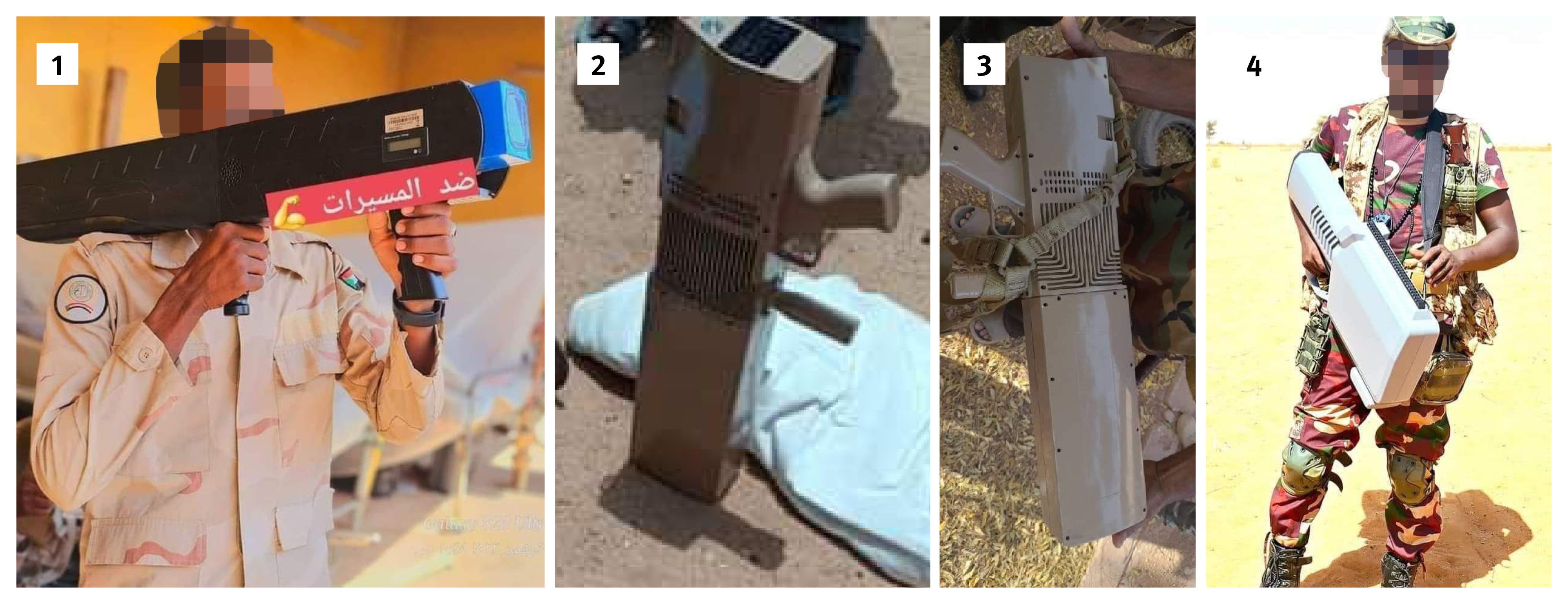 A pro-RSF channel posted a photograph (1) showing a fighter equipped with a drone jammer with markings indicating that it was manufactured by Greetwin, a Chinese company. Another photograph (2) posted to X of equipment purported to have been found on the body of RSF commander Ali Yacoub, who was confirmed to have been killed near El Fasher in June 2024, shows a drone jammer made by ChingKong Technologies. Human Rights Watch was unable to establish the location of the photograph. A pro-SAF account on March 1