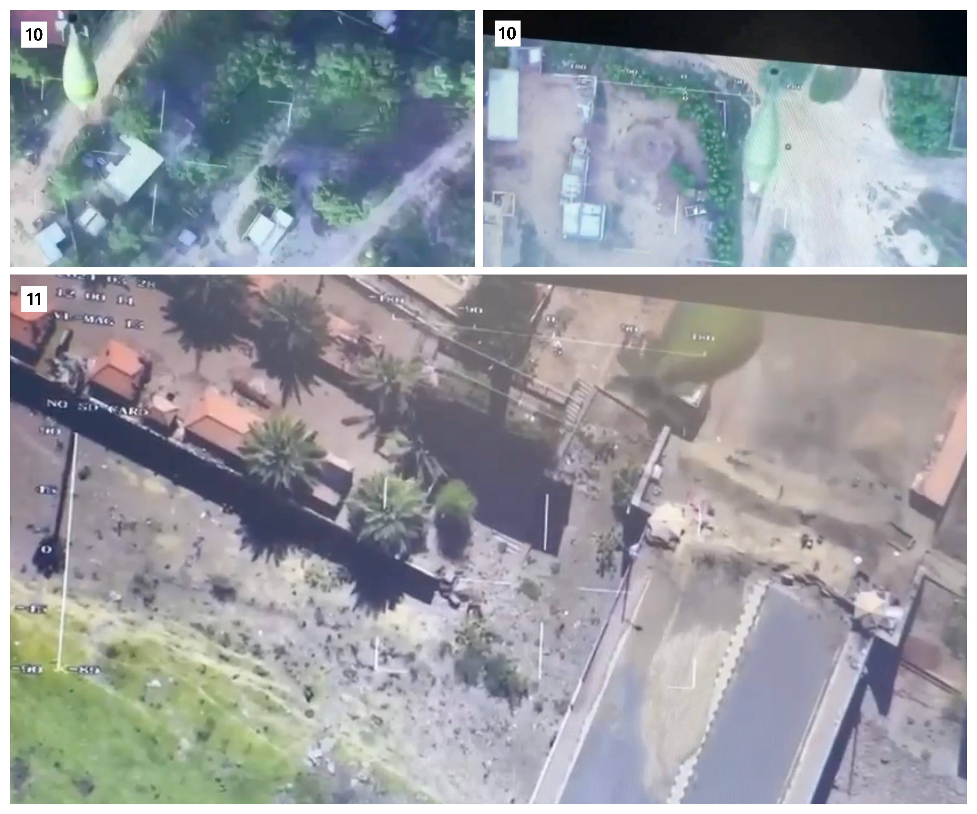 In the last two videos (10 and 11) posted in March 2024, which both show the Viewprotech interface, the munitions appear to be another type of a projectile not clearly identifiable. In one of these videos (11), verified by Human Rights Watch and published by a pro-RSF account in March 2024, the drone drops two munitions on defensive military positions on the Victory Bridge, which connects Khartoum to Omdurman.   