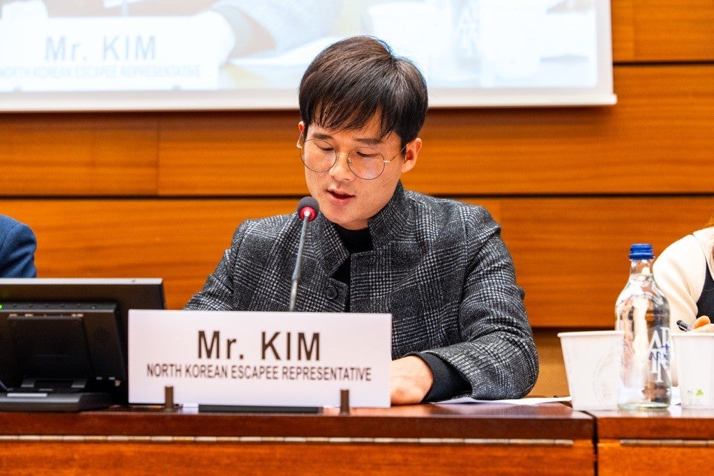 Kim Il Hyuk delivering a speech.