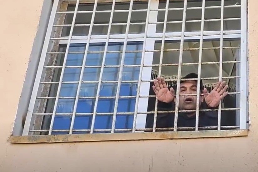 Uzbek blogger Valijon Kalonov at a psychiatric hospital in Jizzakh, Uzbekistan, where he has been forcibly detained since 2021 for criticizing the president