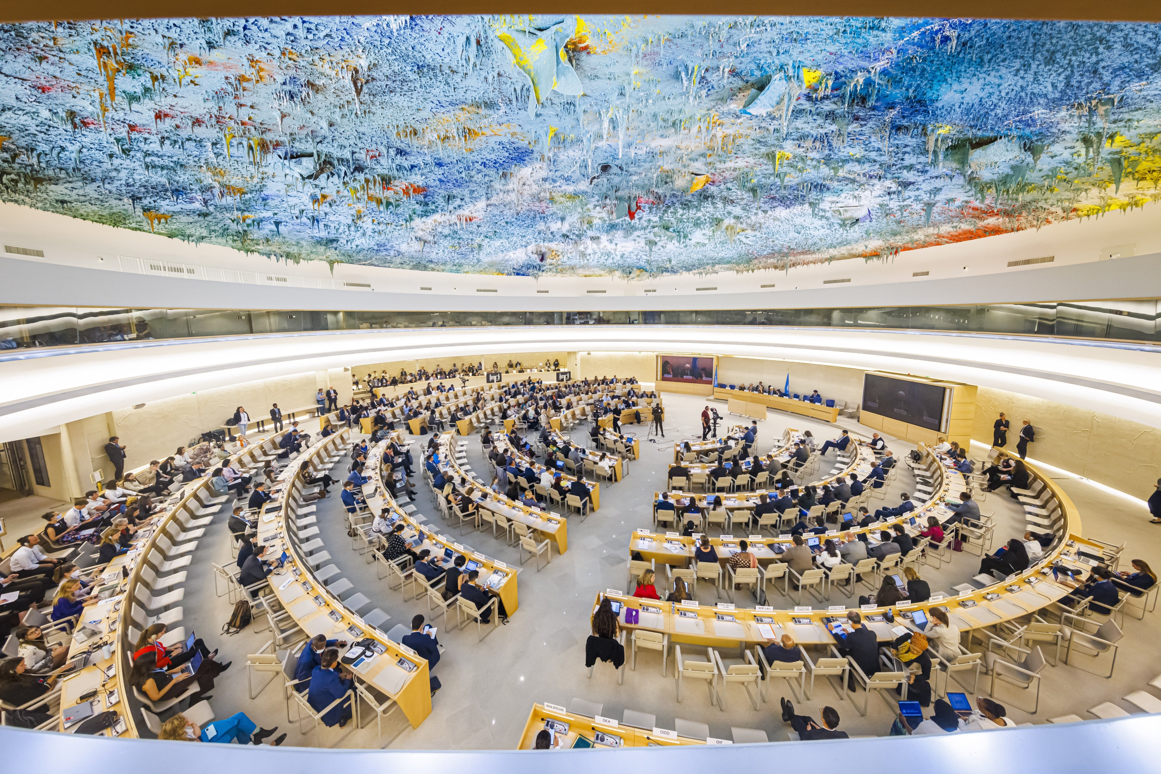 El Consejo de Derechos Humanos de las Naciones Unidas en Ginebra, Suiza, 13 de junio, 2022.