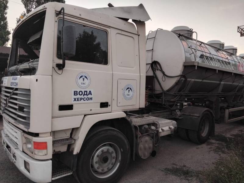 Damaged water truck