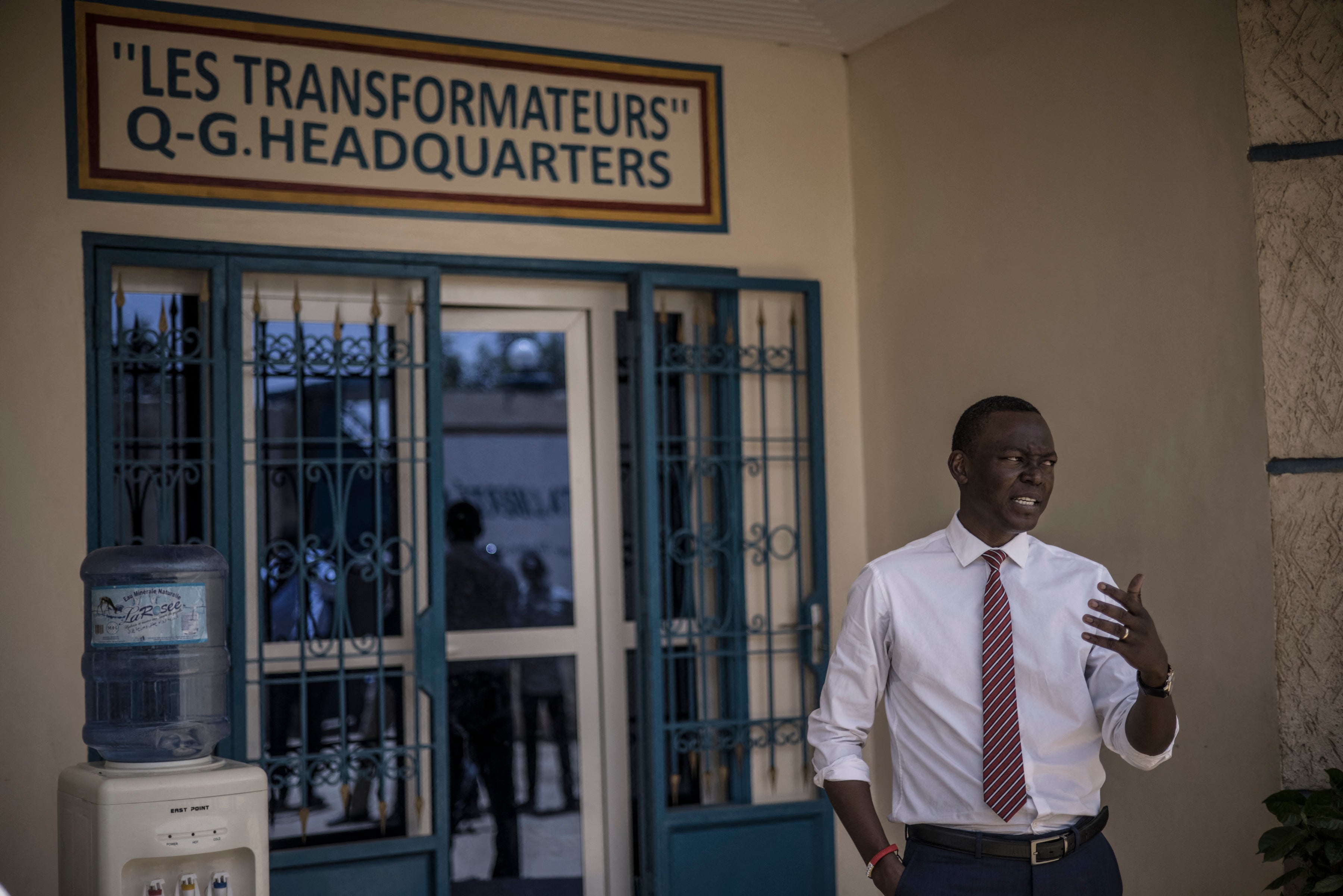 Succes Masra, president of the Chadian opposition party Les Transformateurs, outside the party headquarters in N'Djamena, April 8, 2021. 