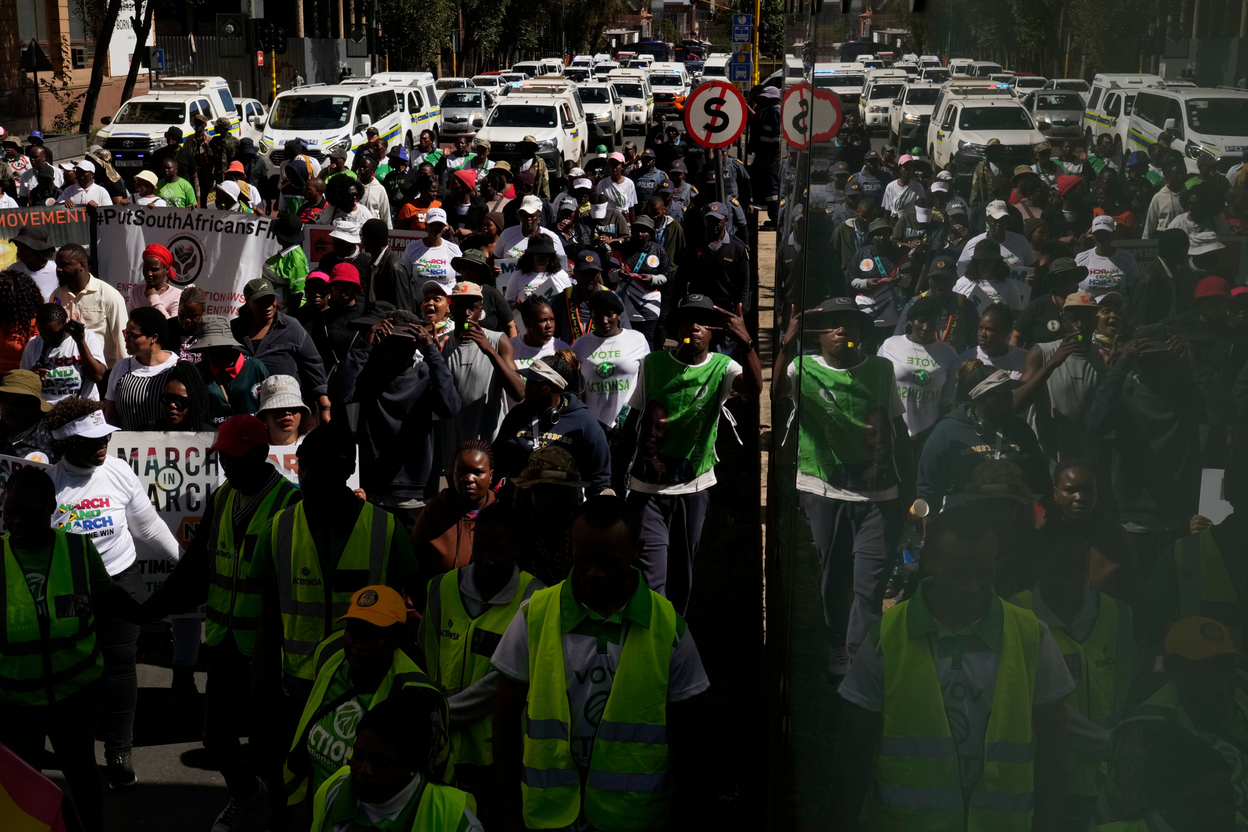 An anti-immigration protest in Johannesburg, South Africa, on April 29, 2026.