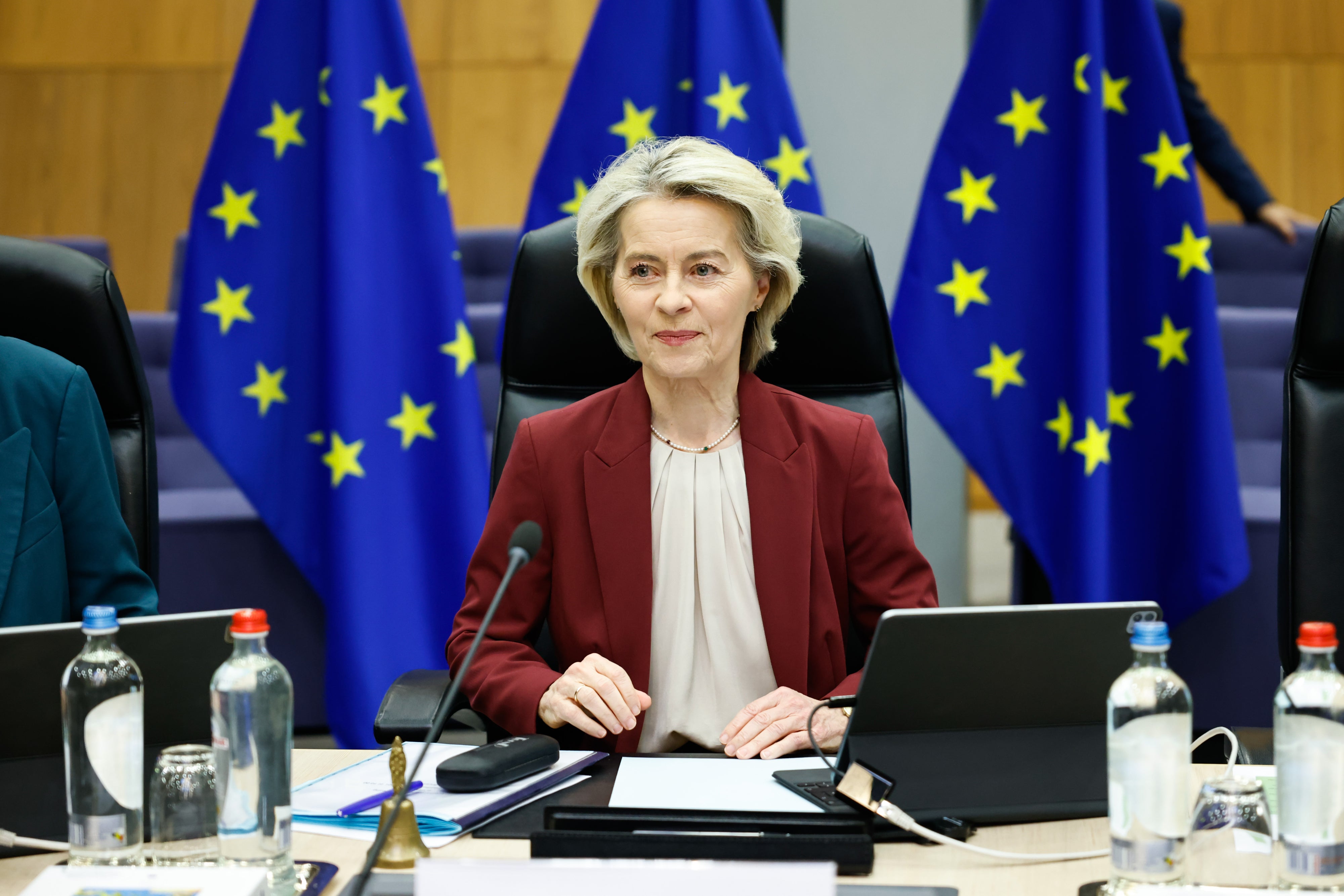 Ursula von der Leyen, president of the European Commission, during a College of Commissioners meeting in Brussels, Belgium, December 3, 2025.