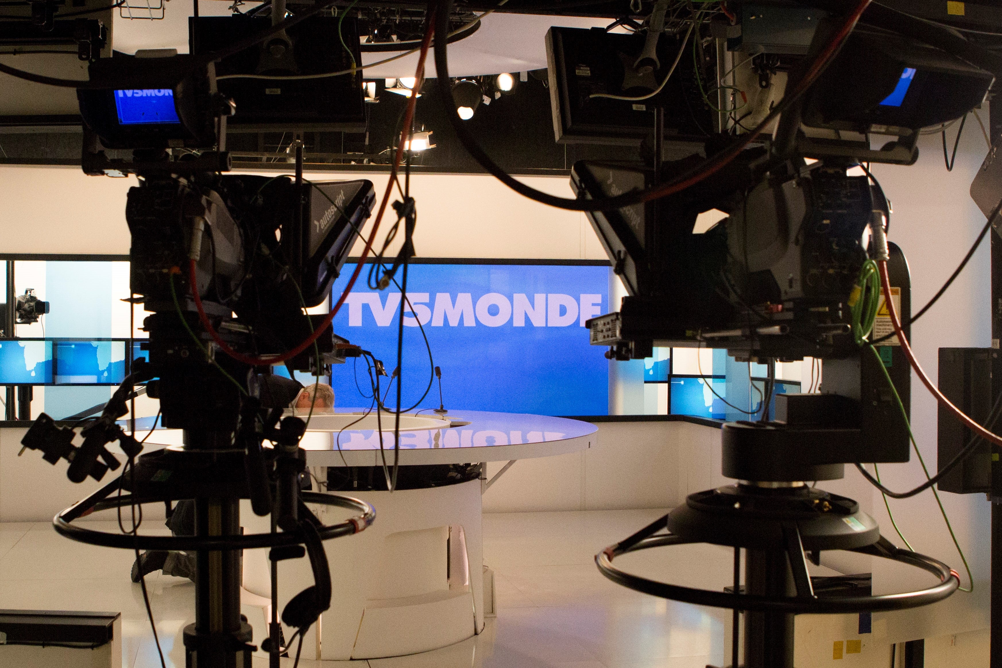 Les nouveaux studios de TV5Monde à Paris, le 9 avril 2015.