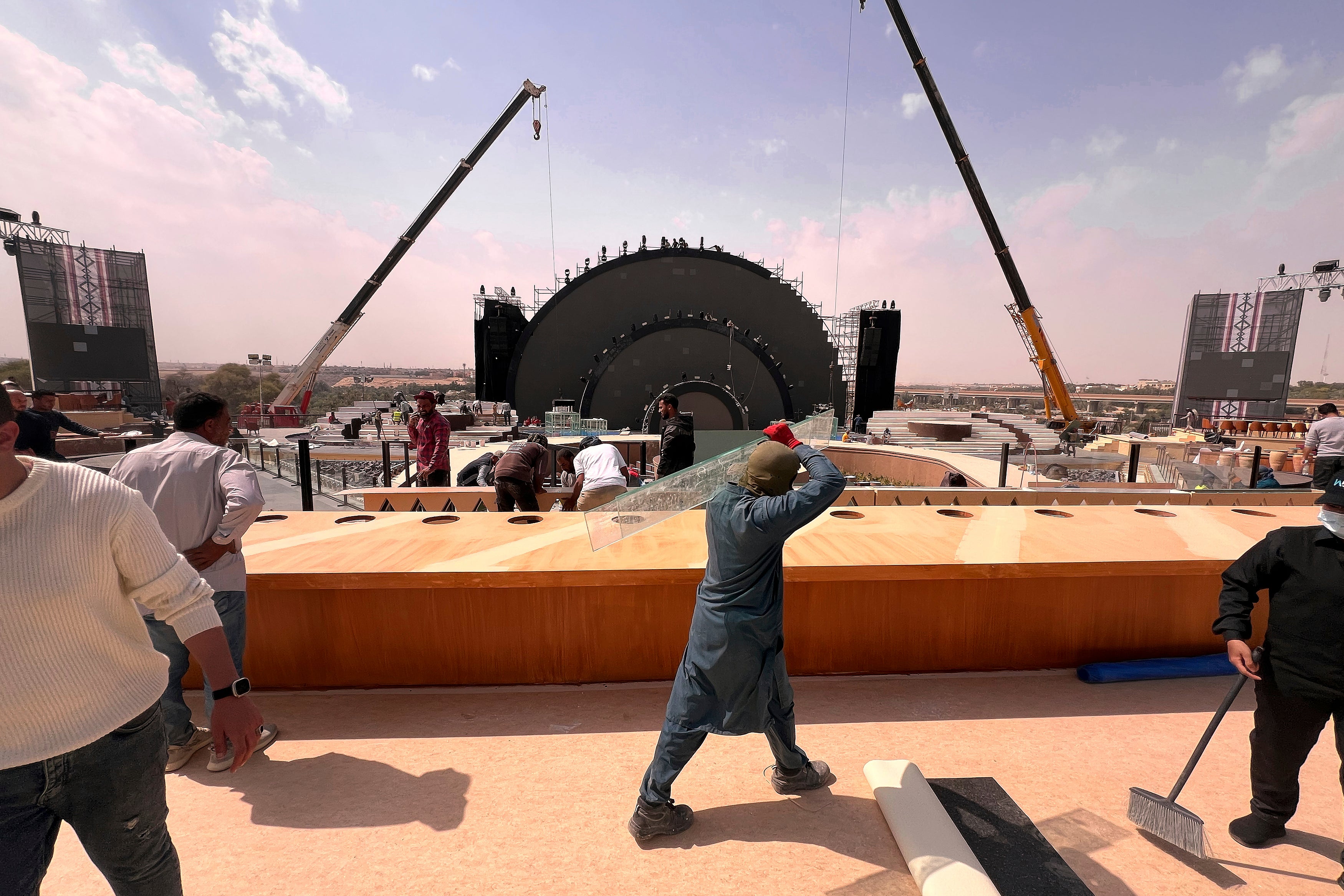 Migrant workers at a construction site near Riyadh, Saudi Arabia, March 3, 2024. 