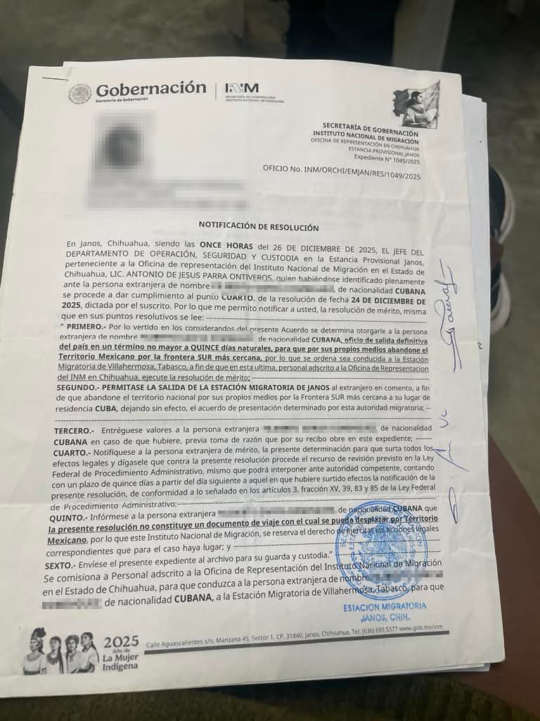 redacted document in Spanish