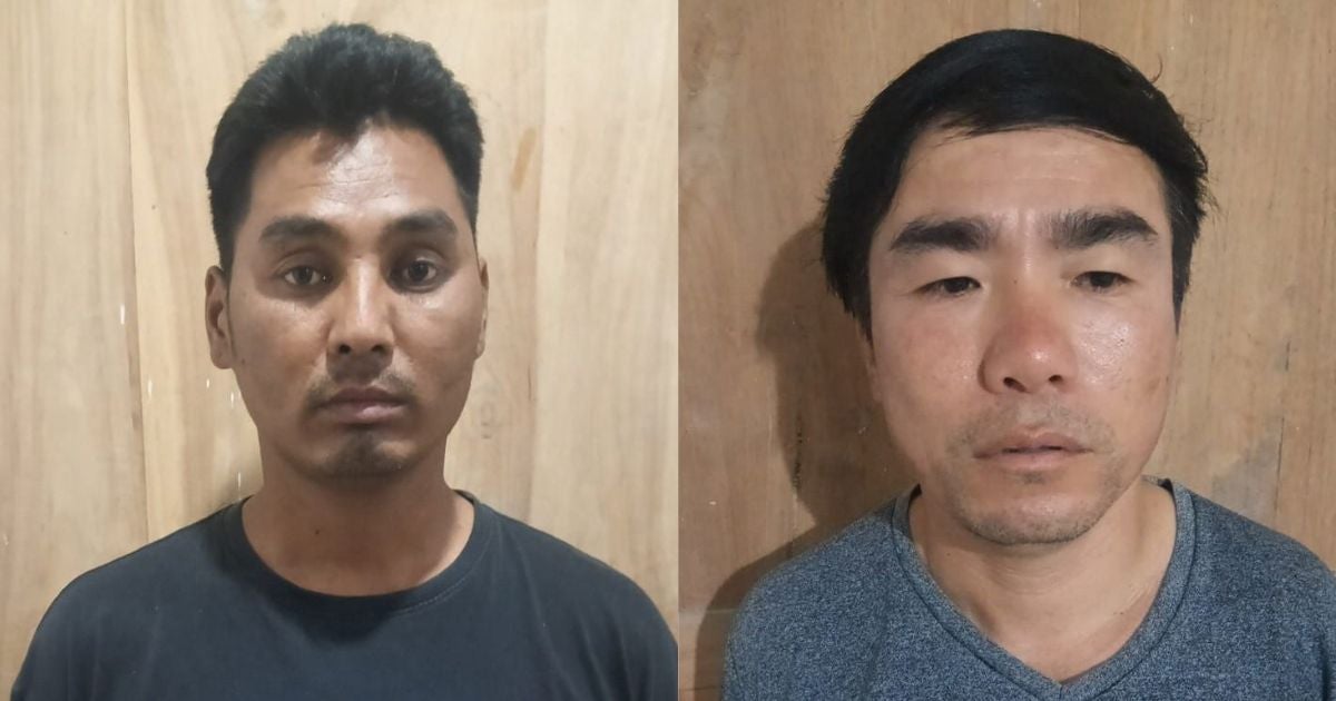 Bhutanese former political prisoners Chatur Man Tamang, left, and Hasta Bahadur Rai, after their release.