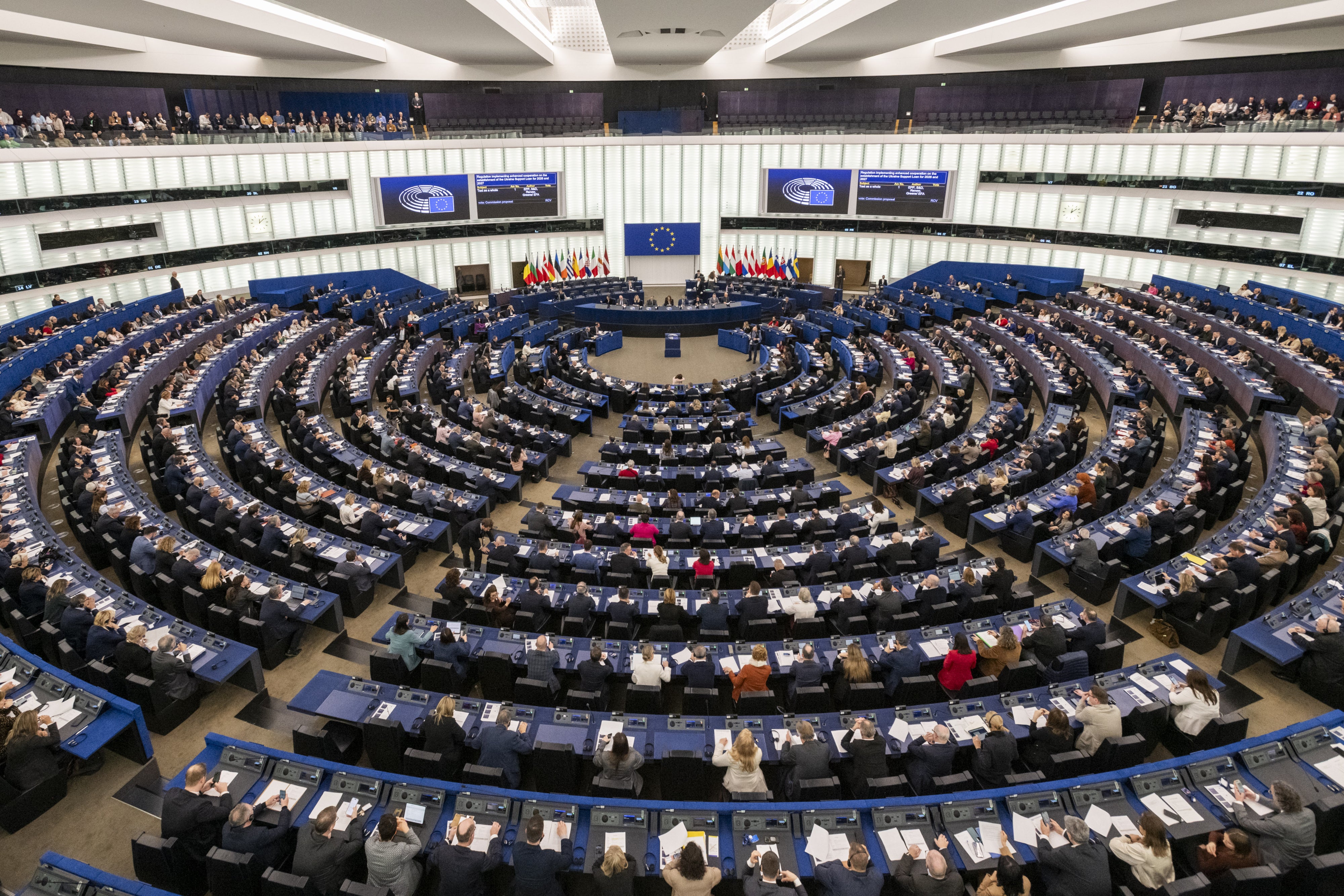 The European Parliament chamber in Strasbourg, France, February 11, 2026.
