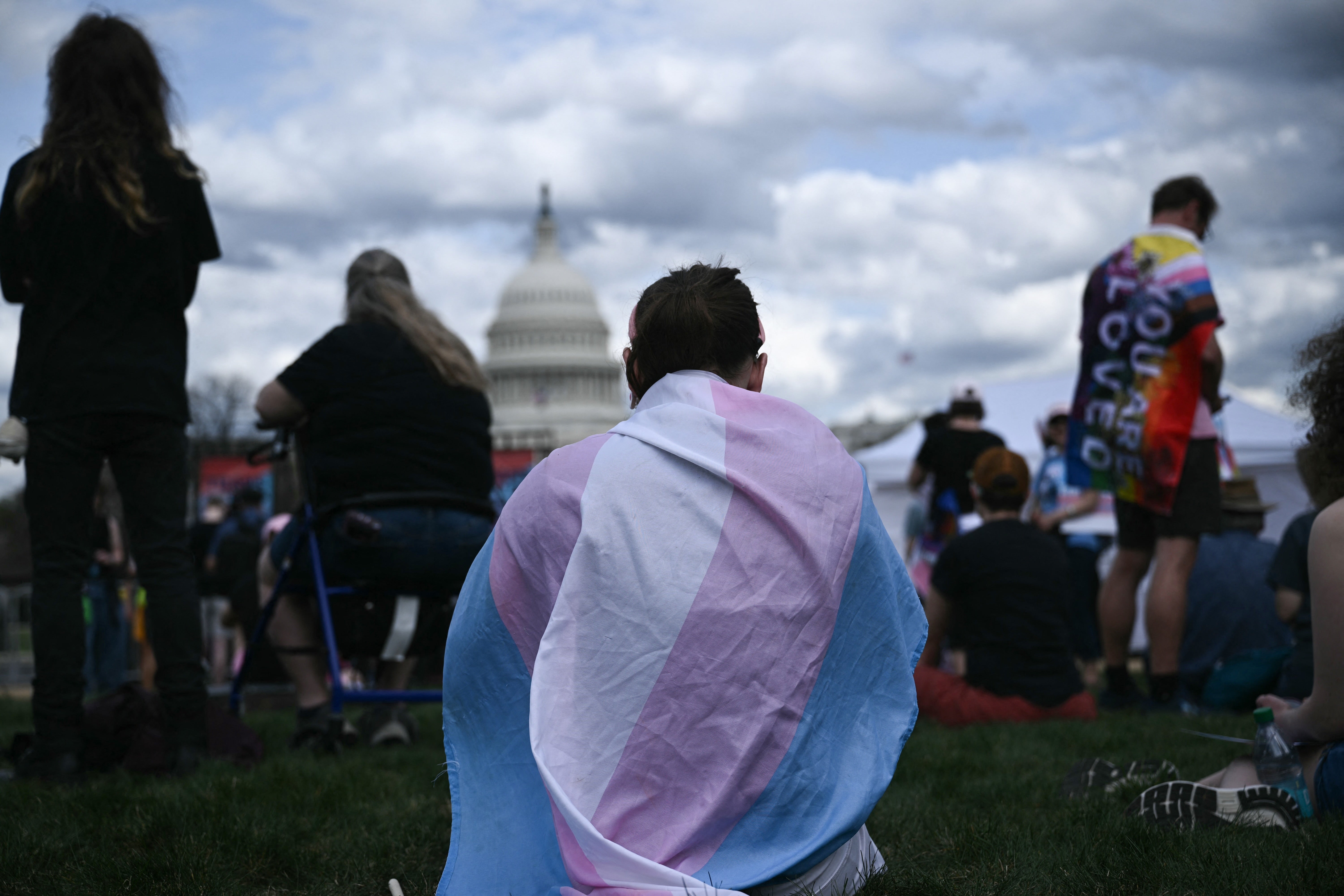 People attend a Trans Day of Visibility rally in Washington, D.C., on March 31, 2025.