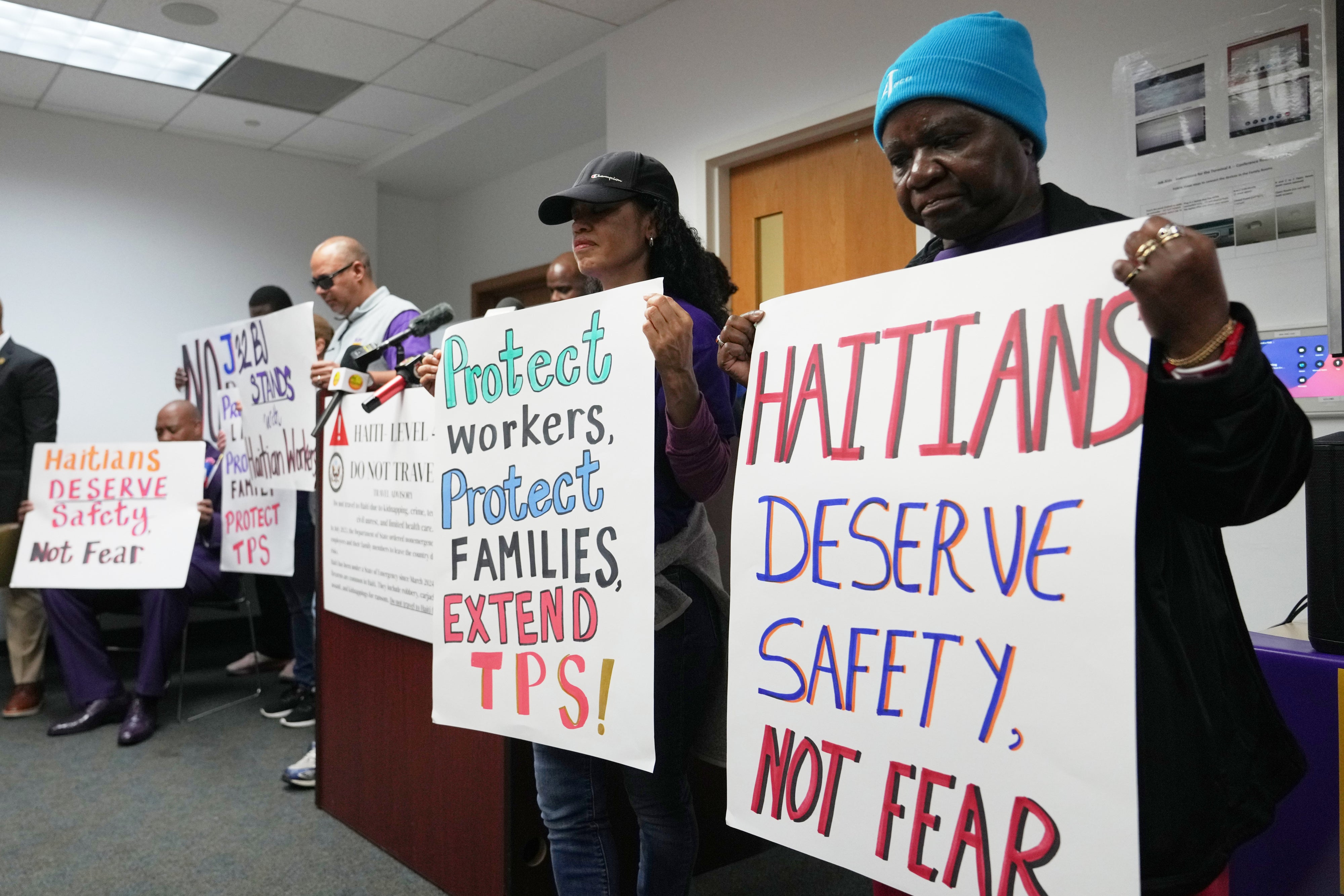 A rally in support of the extension of Temporary Protected Status (TPS) for Haitian immigrants before it expires on February 3 in Fort Lauderdale, Florida, US, January 28, 2026. 