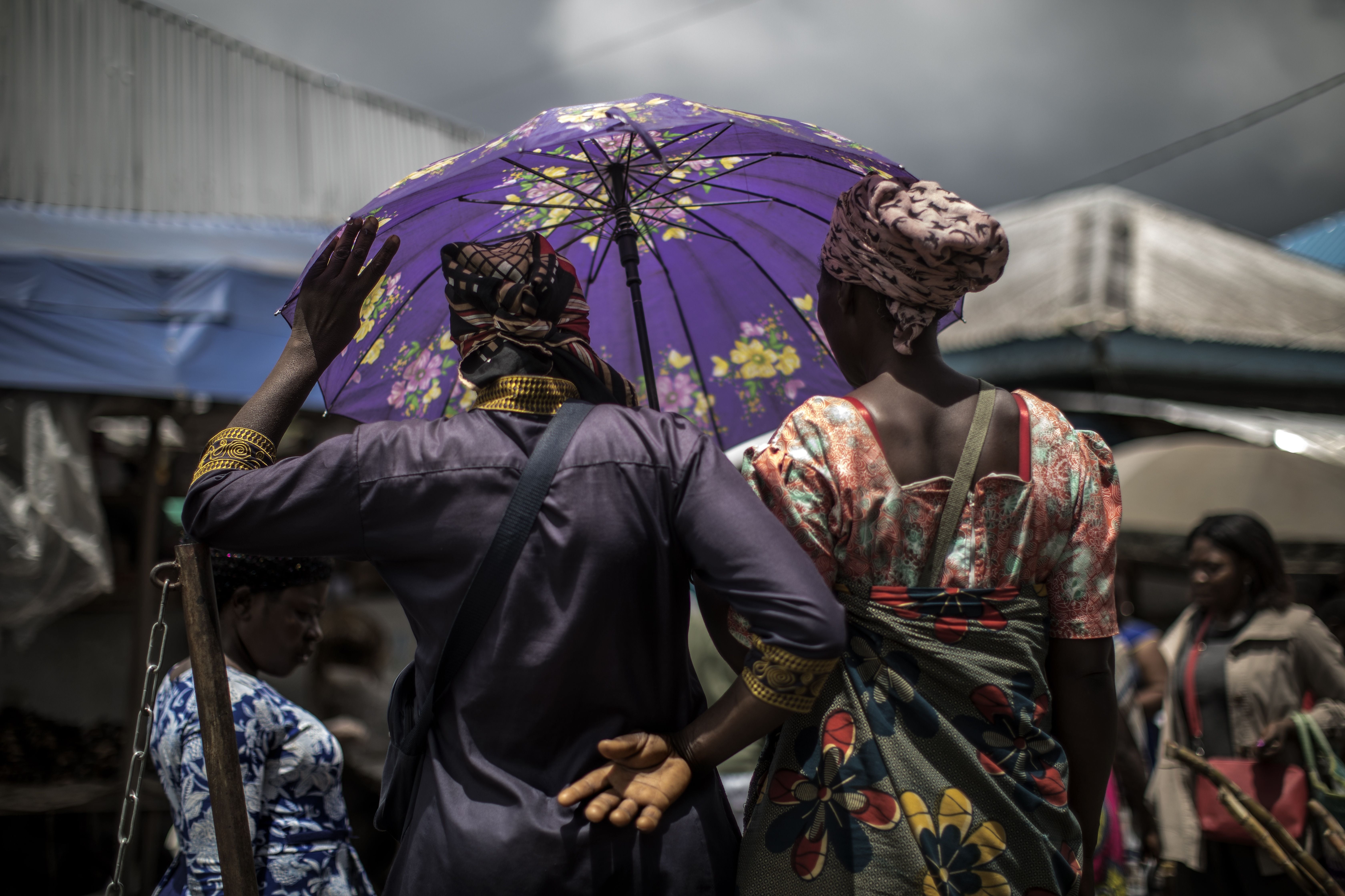 Women at a market in Buea, Cameroon, October 5, 2018.