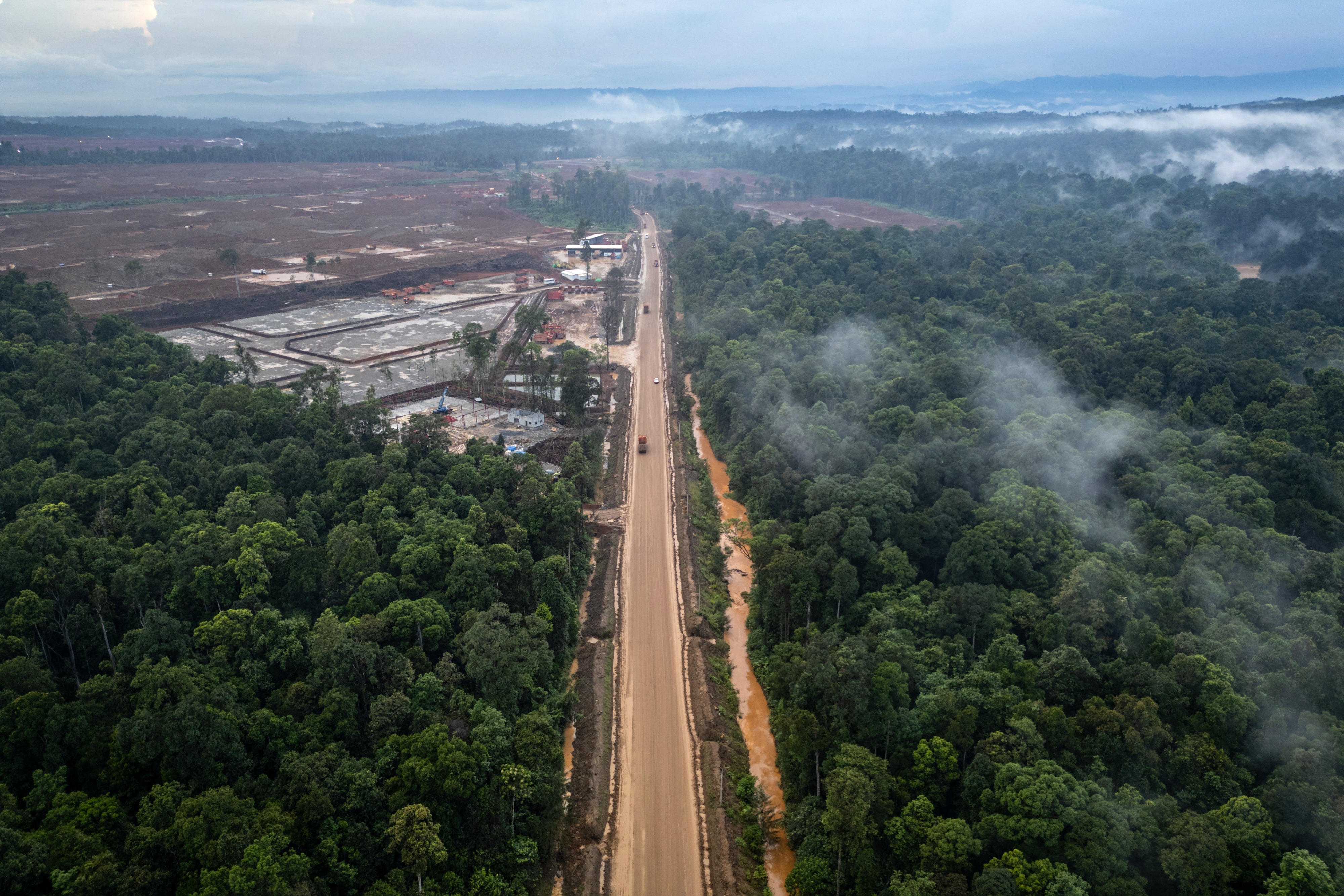 The transport road of a nickel mining site