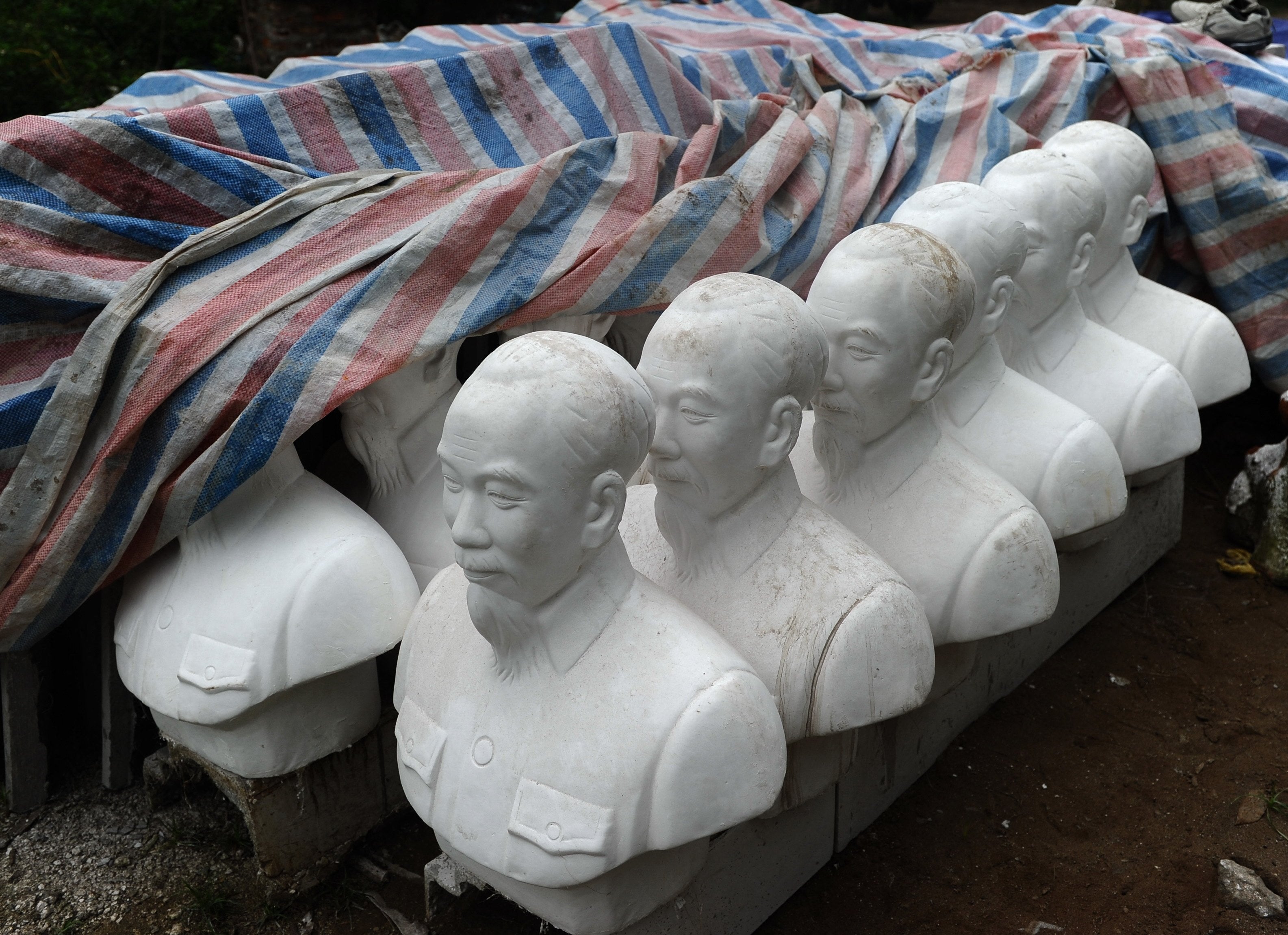 Busts of late Vietnamese president Ho Chi Minh, in Hanoi, May 7, 2013. 