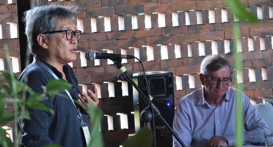 Andreas Harsono speaks at the launch of Pat Walsh’s book, The Day Hope and History Rhymed in East Timor, in Bali, Indonesia, October 2019.