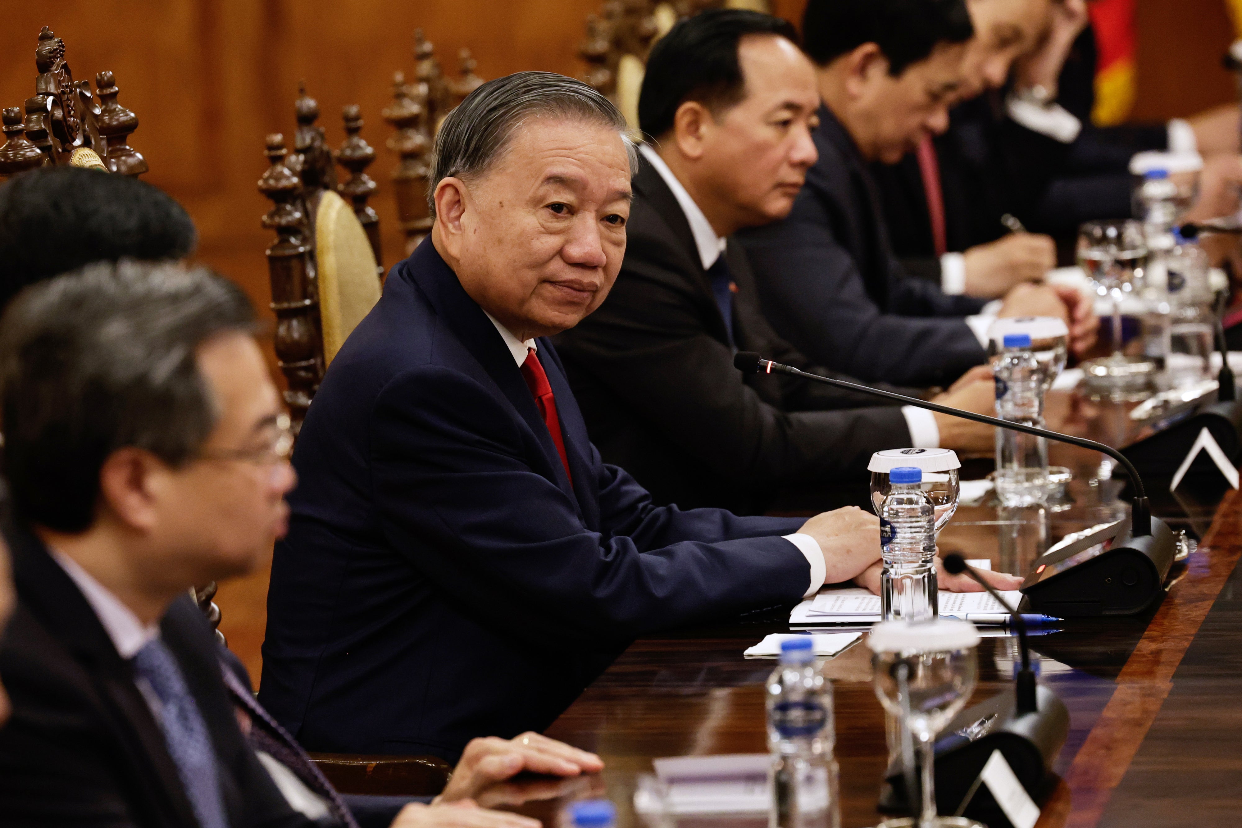 Vietnam's President To Lam leads his delegation in a meeting with Philippine President Ferdinand Marcos Jr. at Malacanang Palace in Manila, Philippines, June 1, 2026.
