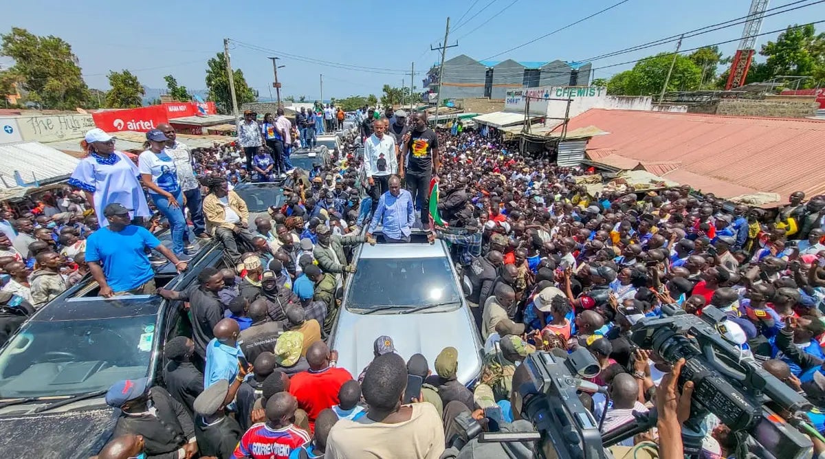 Opposition politician Edwin Sifuna speaks during a rally in Nyandiwo, Homa Bay county, Kenya, on August 16, 2026.