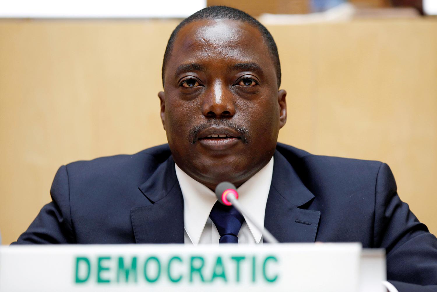 President Joseph Kabila at the African Union Headquarters in Addis Ababa, Ethiopia, February 24, 2013.