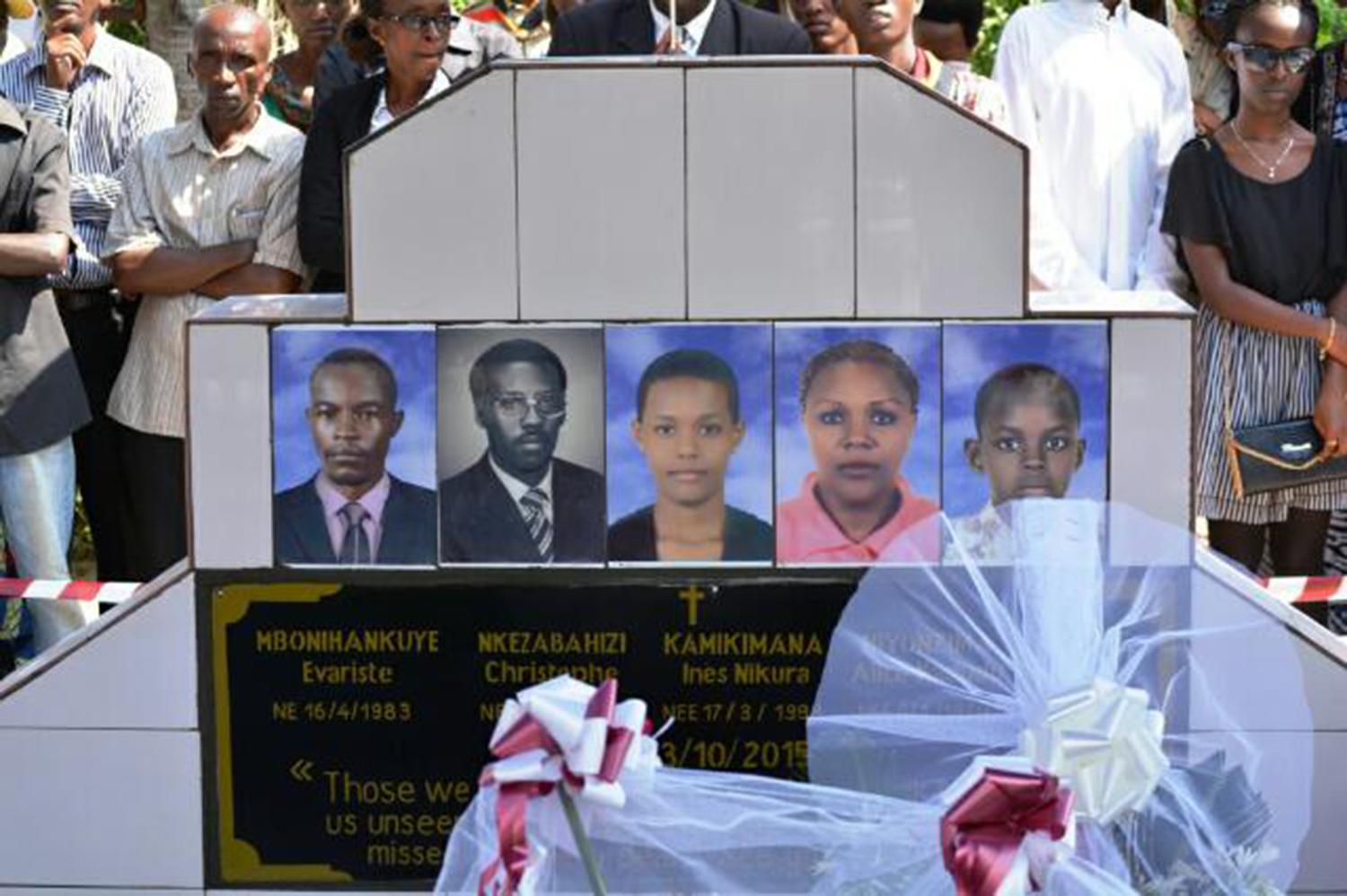 On October 13, 2015, police shot dead Christophe Nkezabahizi, his wife, nephew, and his two teenage children in Bujumbura. No one has been held accountable for their deaths. 