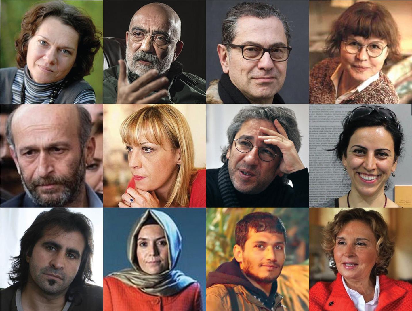 (kapak) Türkiye’de basına yönelik baskı kampanyasında hedef alınan gazeteciler. Sol üstten başlayarak: Aslı Erdoğan, Ahmet Altan, Kadri Gürsel, Necmiye Alpay; Erdem Gül, Ceyda Karan, Can Dündar, Hatice Kamer; Refik Tekin, Hanım Büşra Erdal, Nedim Oruç, Na