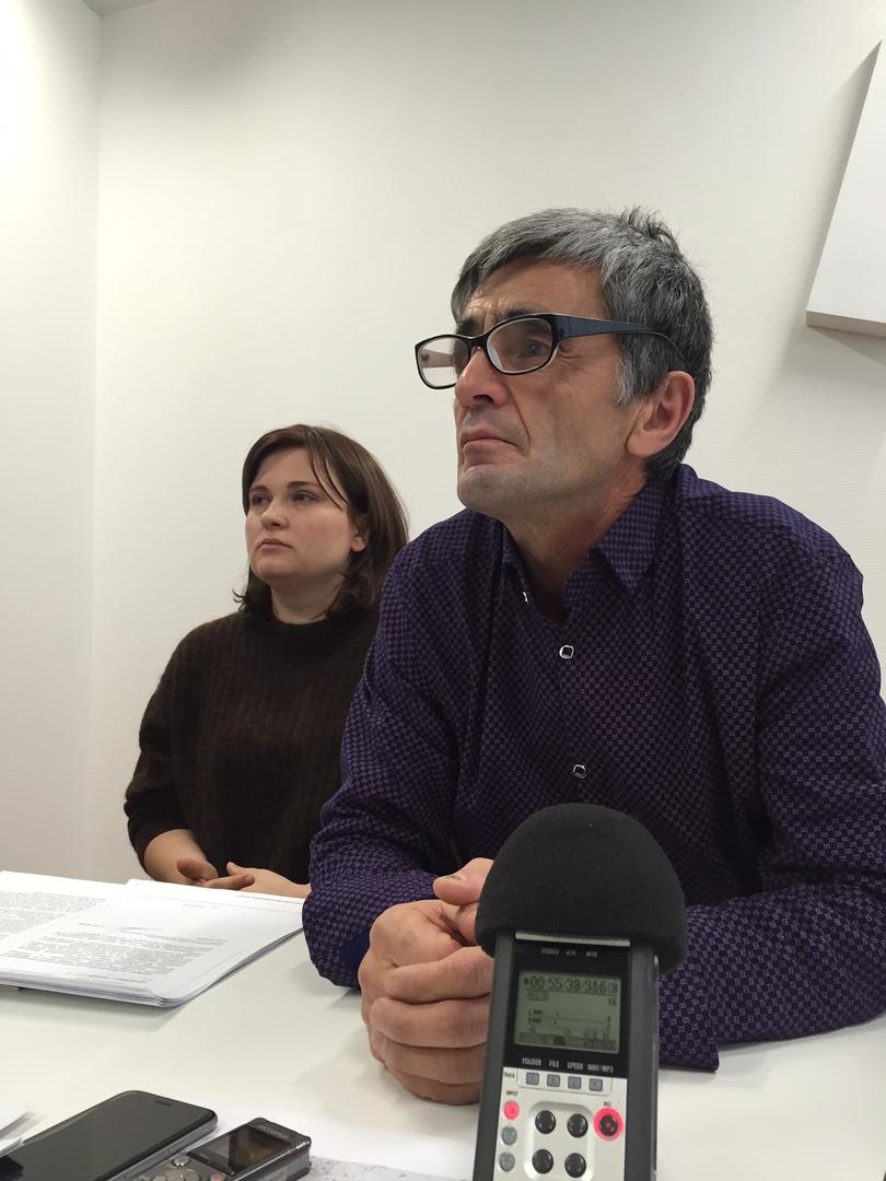 Ramazan Dzhalaldinov and Elena Milashina, December 9, 2016, Moscow