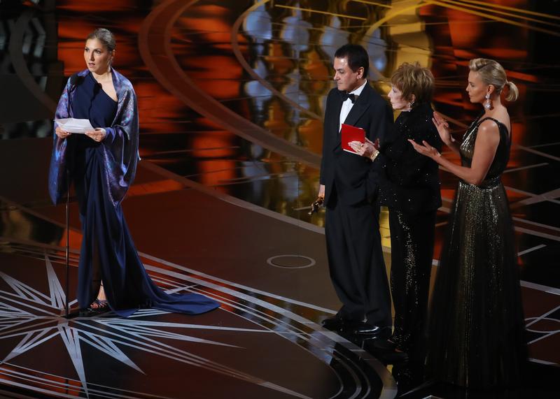 A statement is read on behalf of Iranian filmmaker Asghar Farhadi at the 89th Academy Awards after he was awarded an Oscar for Best Foreign Language Film, for his 2016 film The Salesman, Hollywood, California, United States, February 26, 2017.