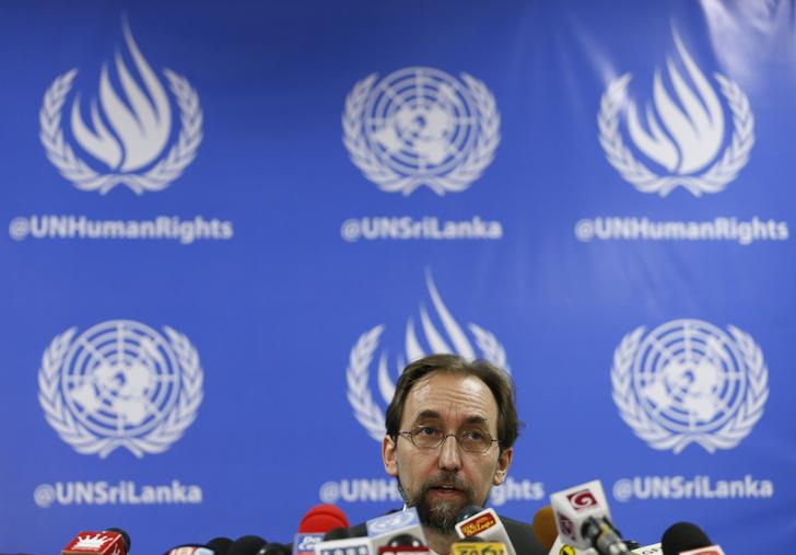 UN High Commissioner for Human Rights Zeid Ra’ad Al Hussein speaks during a news conference in Colombo, Sri Lanka on February 9, 2016. 