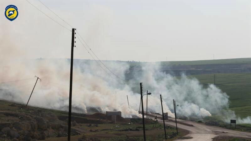 The aftermath of an airstrike using incendiary weapons on Khan Sheykhoun in Idlib Province, April 16 2017.