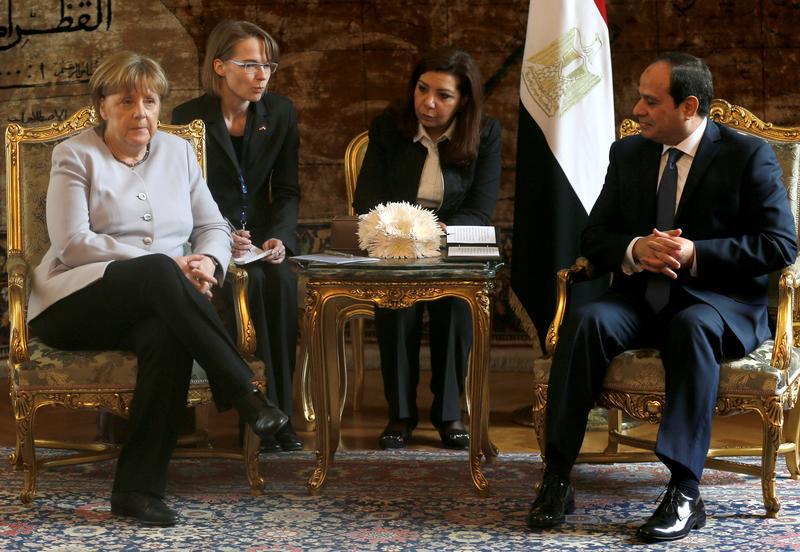 Egypt's President Abdel Fattah al-Sisi and German Chancellor Angela Merkel meet at the Ittihadiya presidential palace in Cairo, Egypt March 2, 2017. © 2017 Reuters 