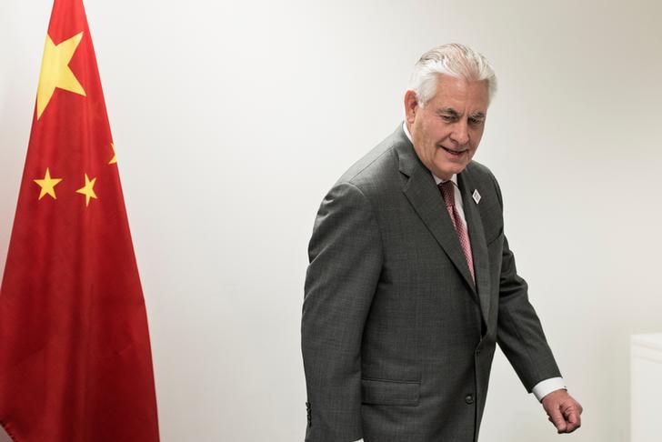 美国国务卿雷克斯・蒂勒森（Rex Tillerson）出席波昂G20会议，2017年2月17日。