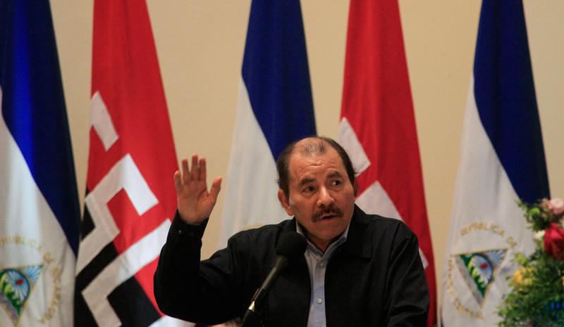 El Presidente de Nicaragua Daniel Ortega da un discurso durante la conmemoración del 38 aniversario de la creación del Ejército de Nicaragua en Managua, Nicaragua, 1ro de Septiembre de 2017.