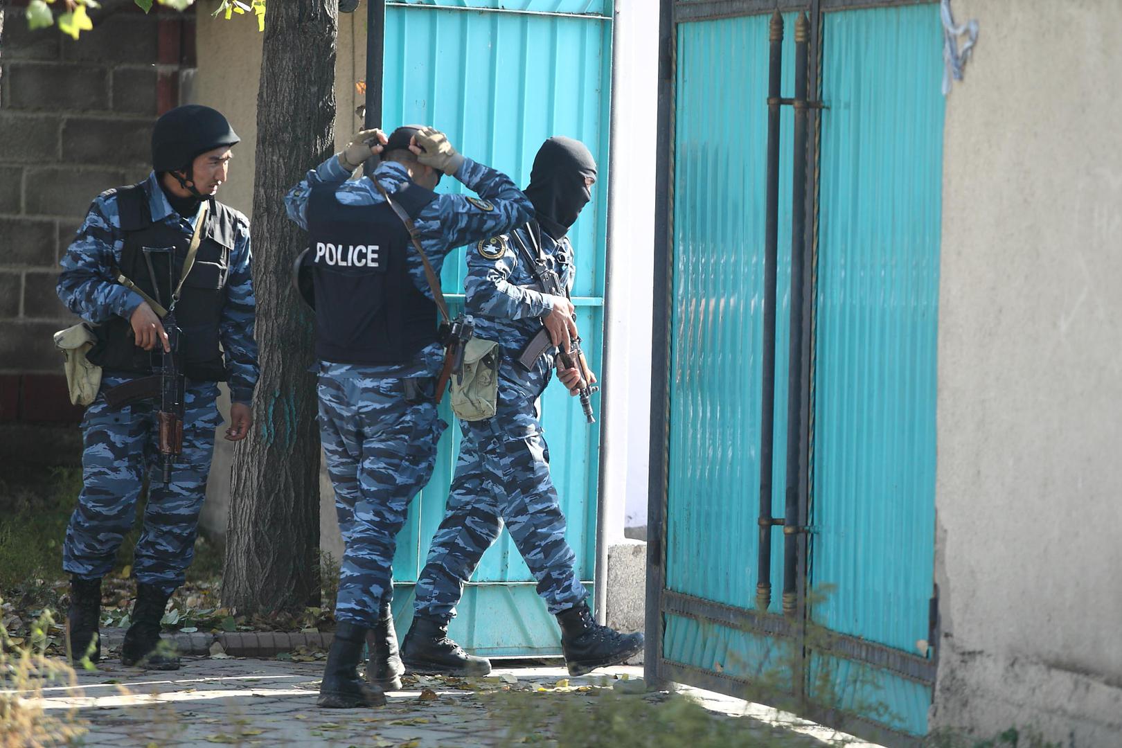 Counterterrorism police carry out a search in Bishkek, Kyrgyzstan on October 16, 2015. 