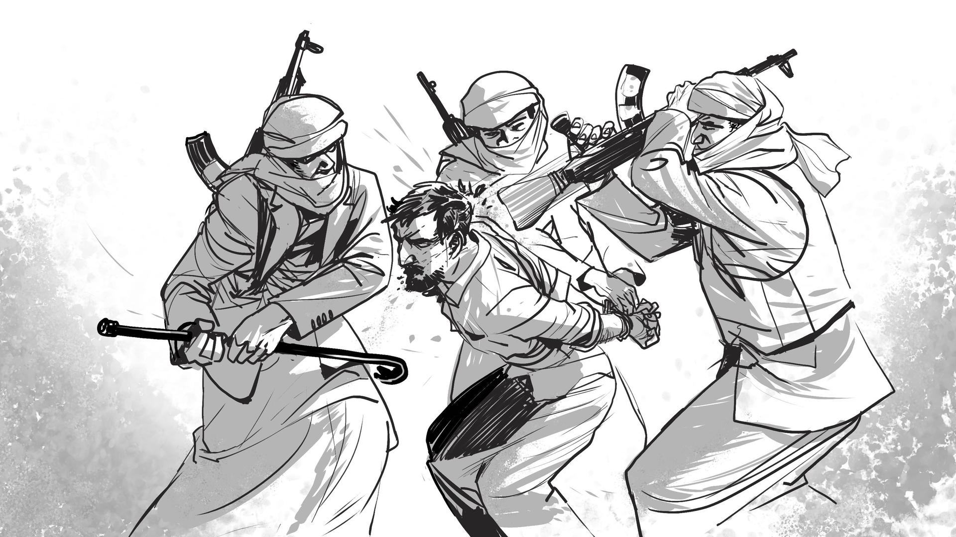 Former detainees described Houthi officers beating them with iron rods, wooden sticks, and assault rifles. © 2018 John Holmes for Human Rights Watch