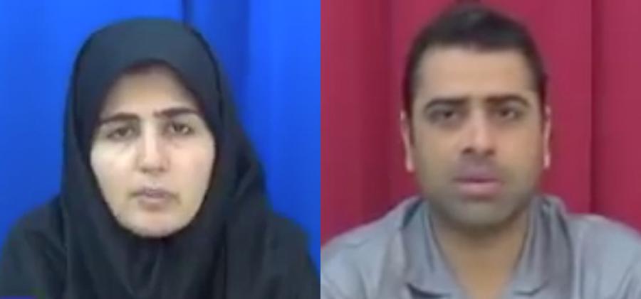 لقطة من بث لقناة التلفزة الثانية في "إذاعة الجمهورية الإسلامية في إيران" لاعترافات من المرجح أنها بالإكراه أدلى بها سبيده قليان وإسماعيل بَخشي. © 2019 القناة الثانية، إذاعة الجمهورية الإسلامية في إيران