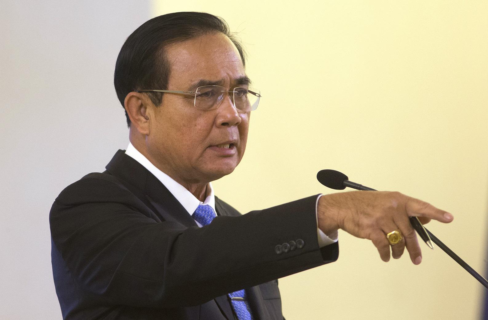 Thailand's Prime Minister Prayuth Chan-ocha speaks during a press conference about government's achievements at Government House in Bangkok, Thailand, Friday, Feb. 1, 2019. 
