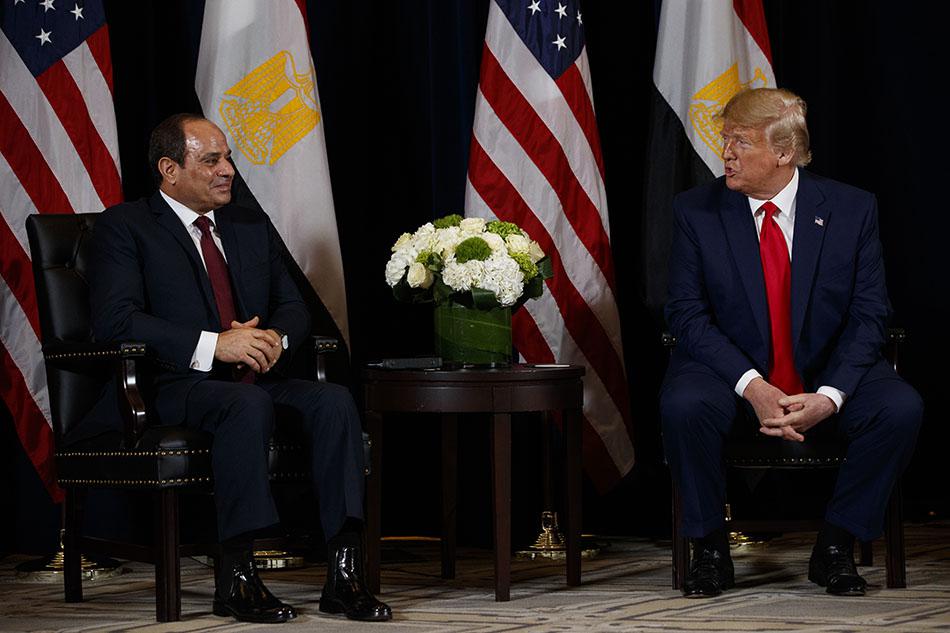President Donald Trump meets with Egyptian President Abdel-Fattah el-Sisi during the United Nations General Assembly in New York