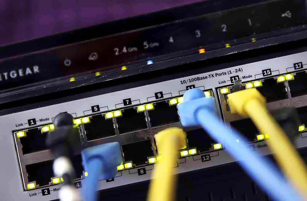 A router and internet switch are displayed in New Hampshire, United States
